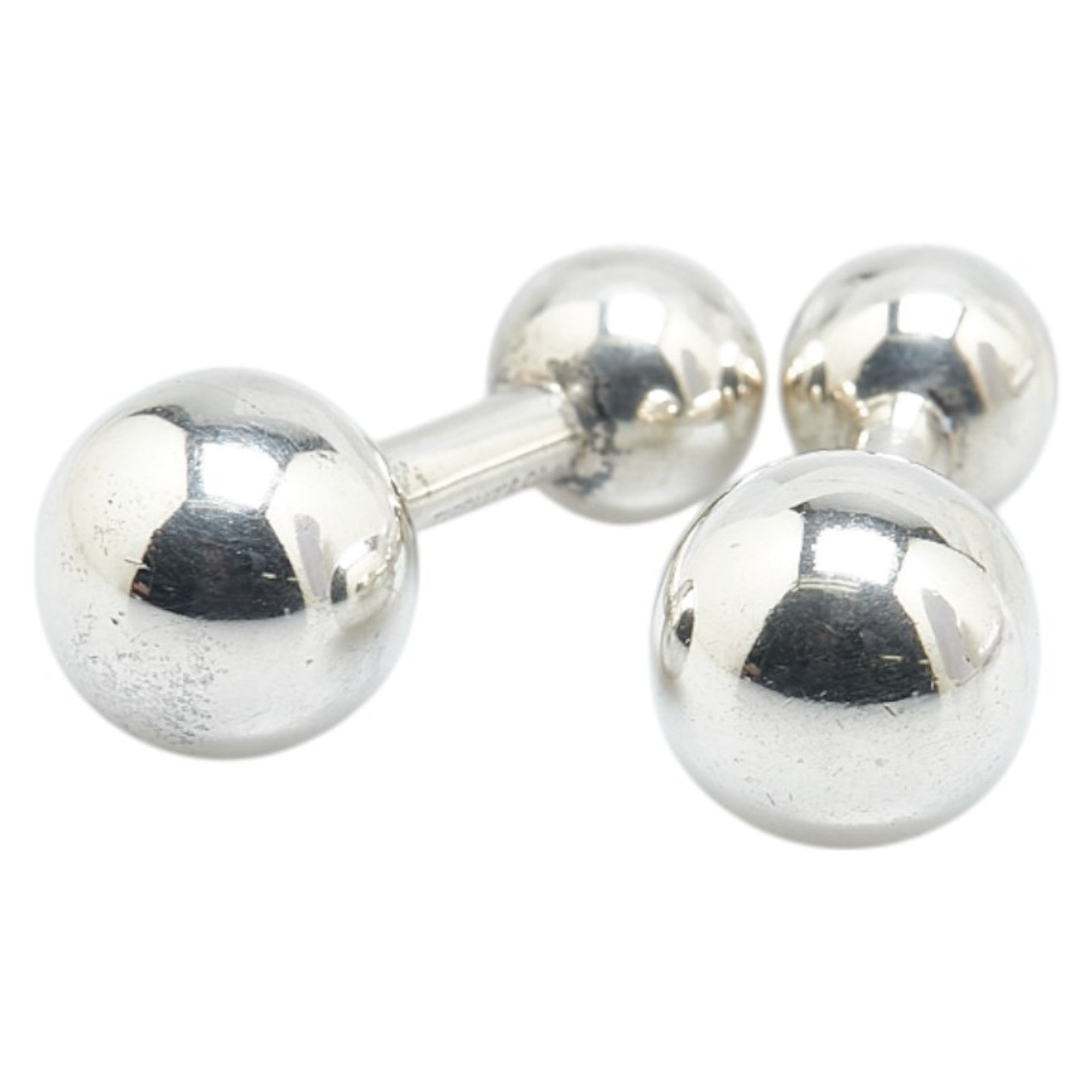 Sphere Barbell Motif Cufflinks Sterling Silver Bracelet