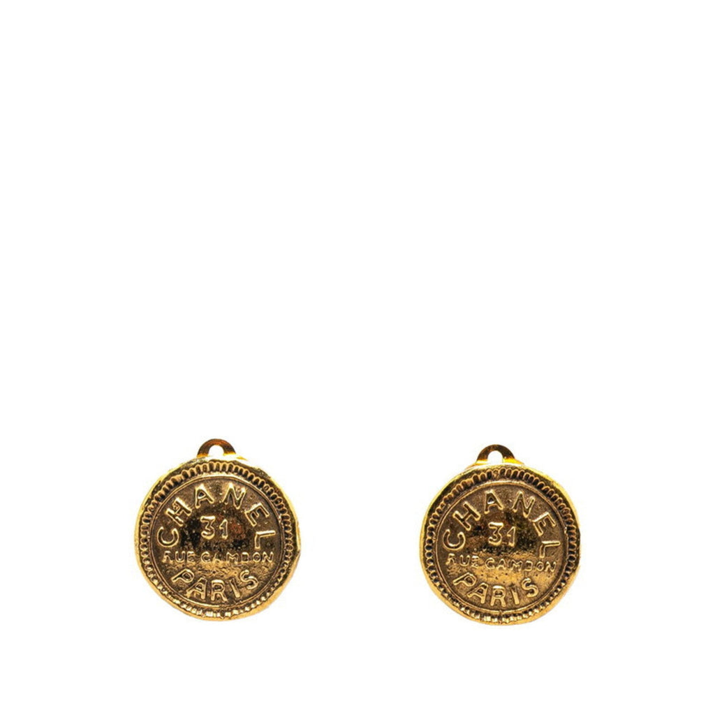 CC Logo Clip-On Earrings Metal Gold-Tone Metal