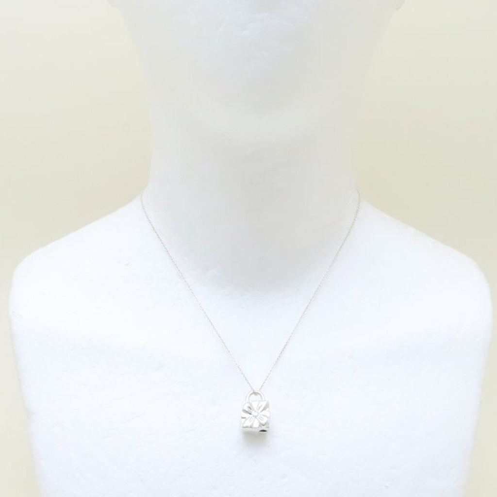 Box Lock Pendant Necklace Sterling Silver