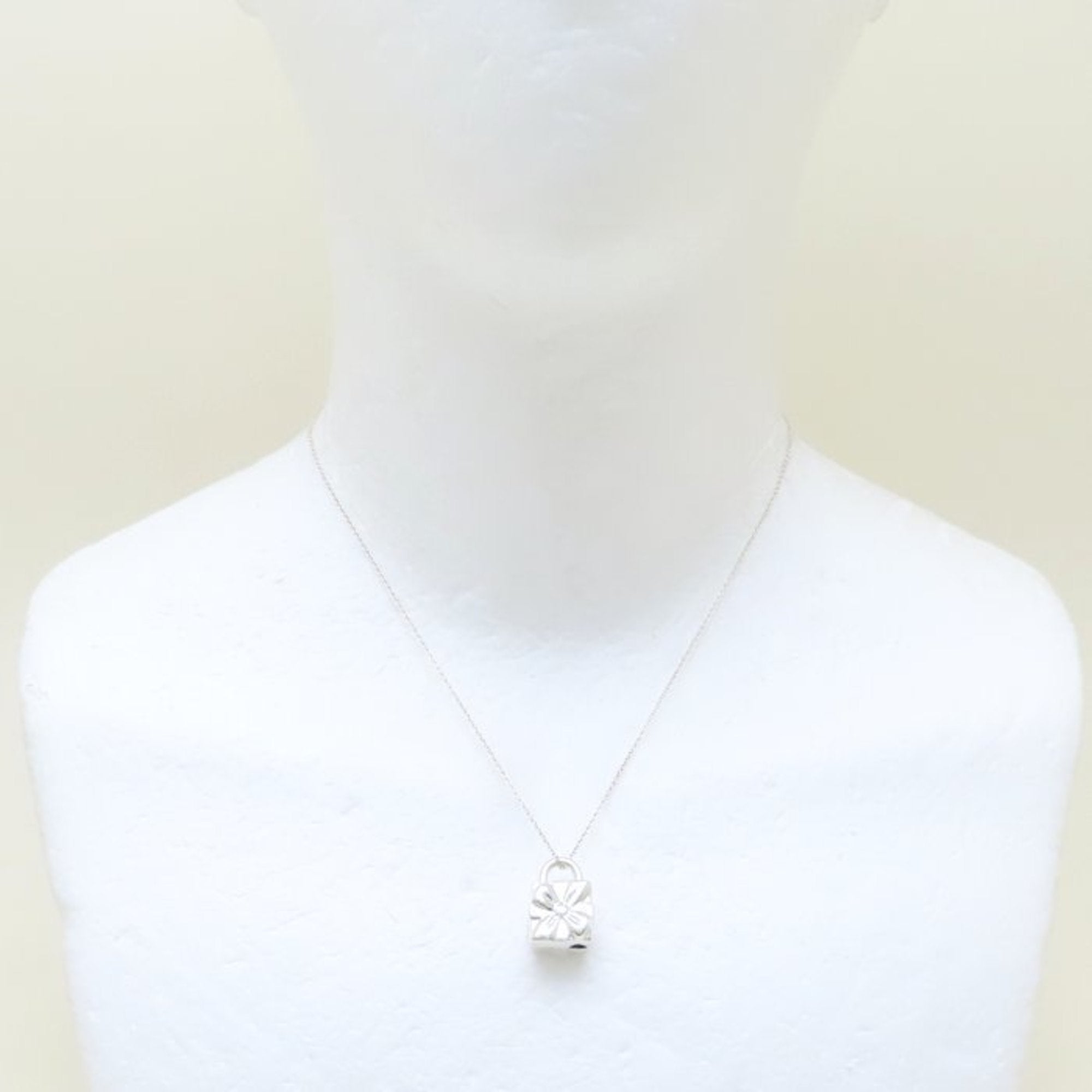 Box Lock Pendant Necklace Sterling Silver