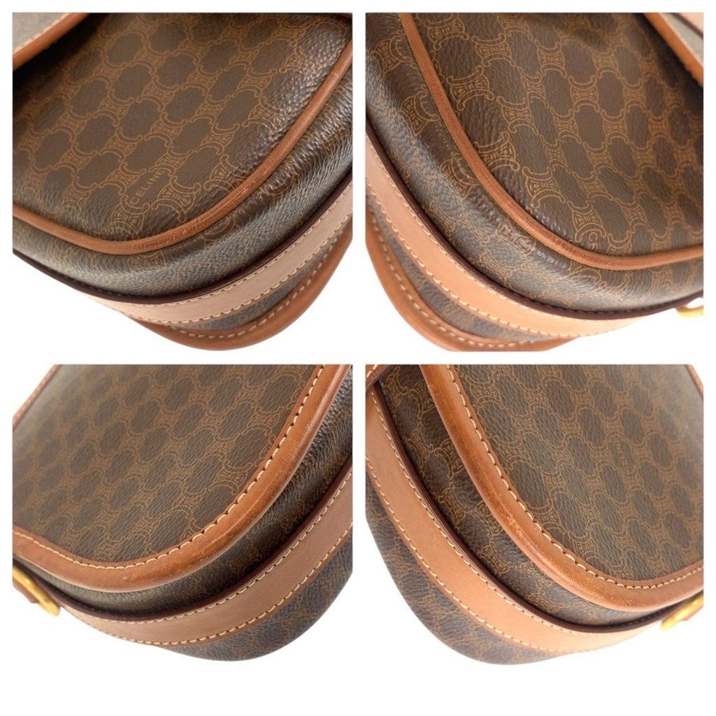 Vintage Saddle Flap Shoulder Bag Macadam Coated Canvas Small