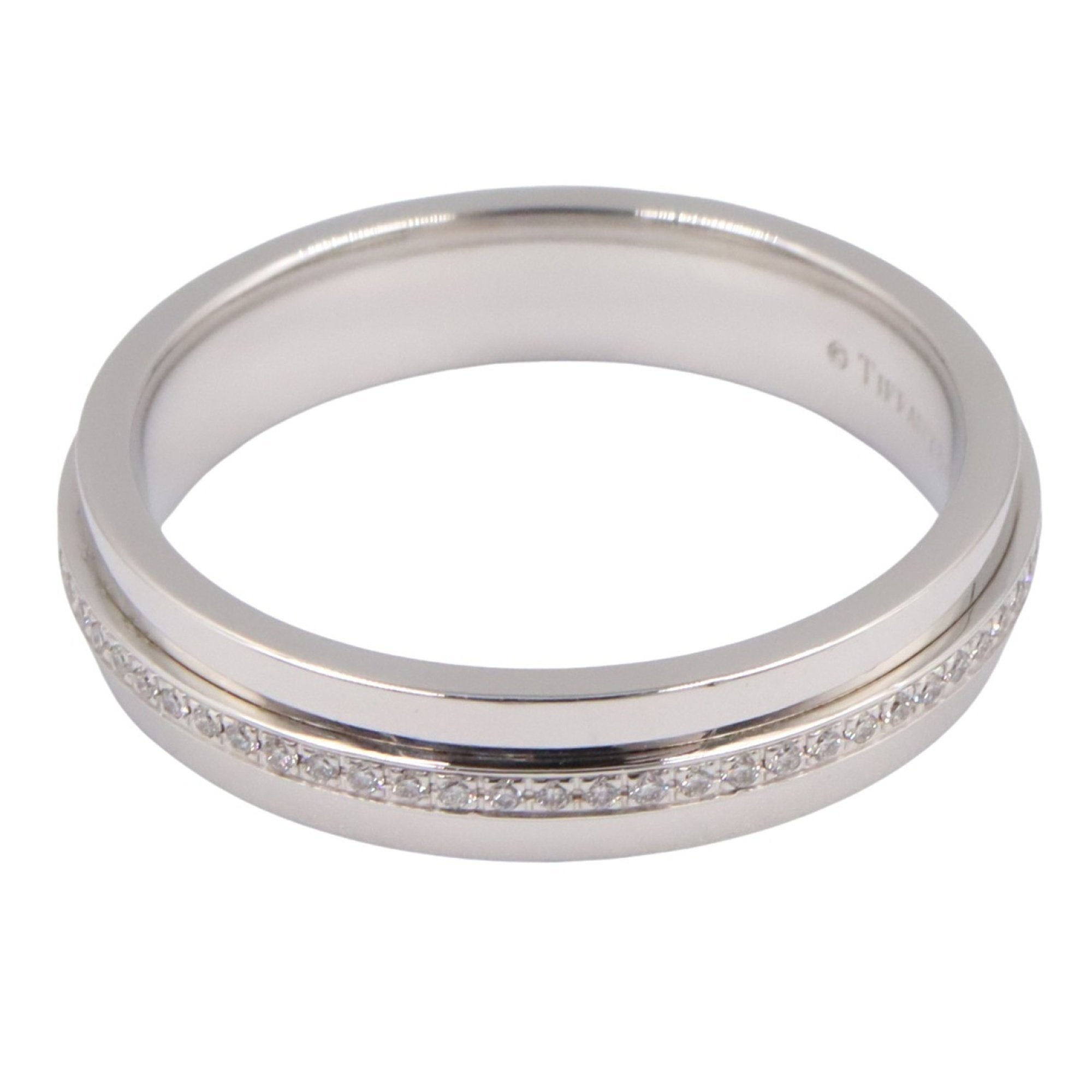 T Two Band Ring 18K White Gold with Diamond