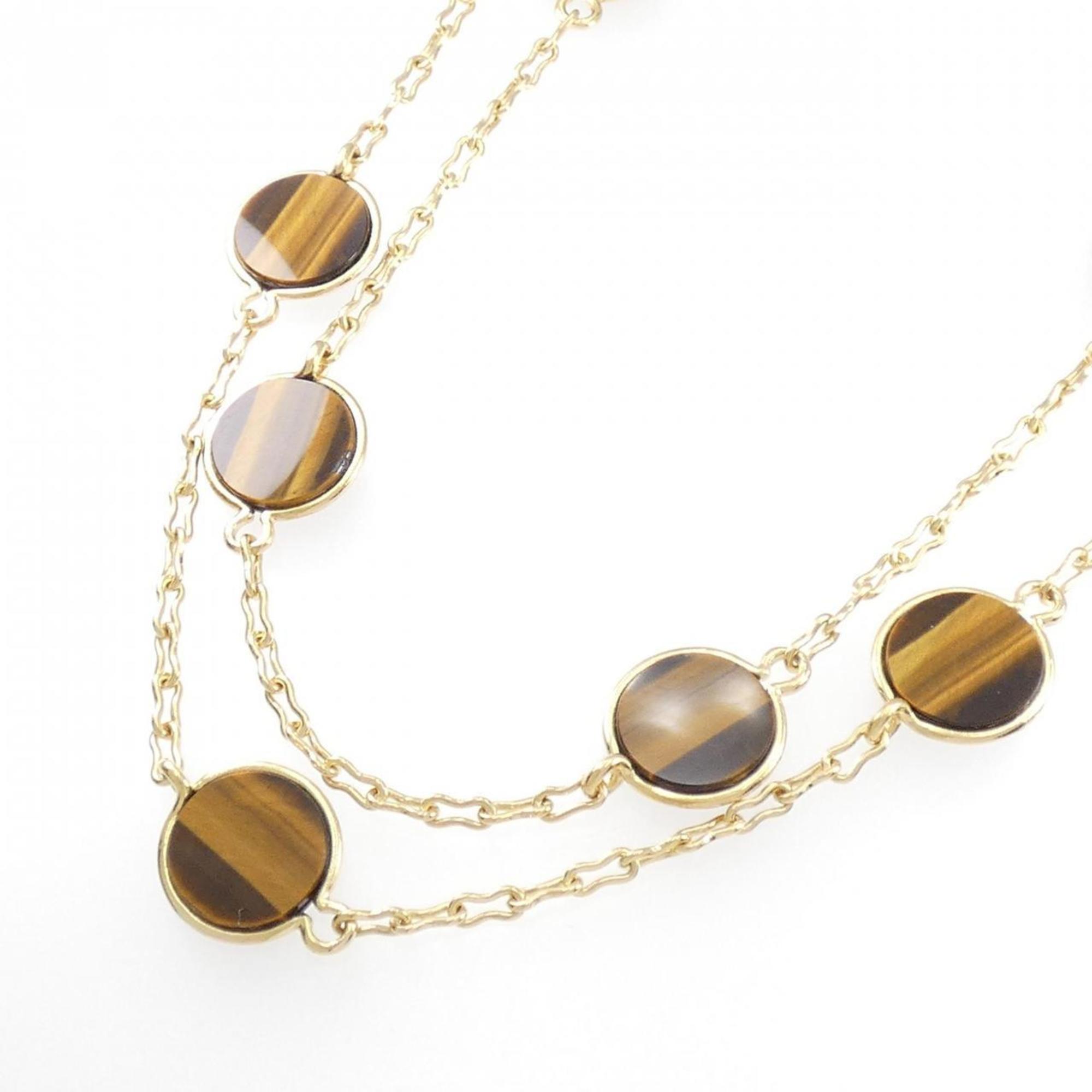 Pendant Necklace 18K Yellow Gold with Tiger Eye