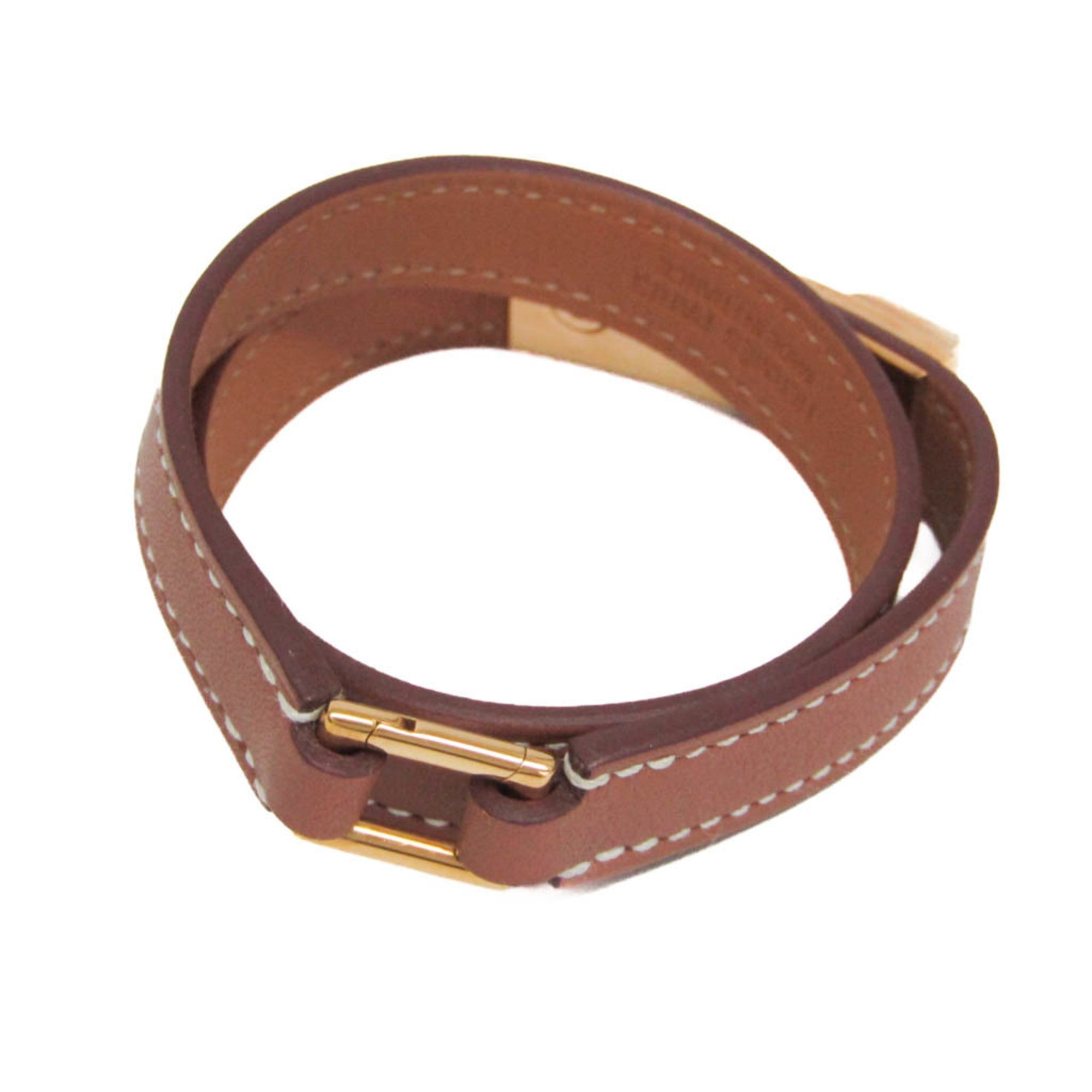 Wrap Bracelet Leather and Metal Brown