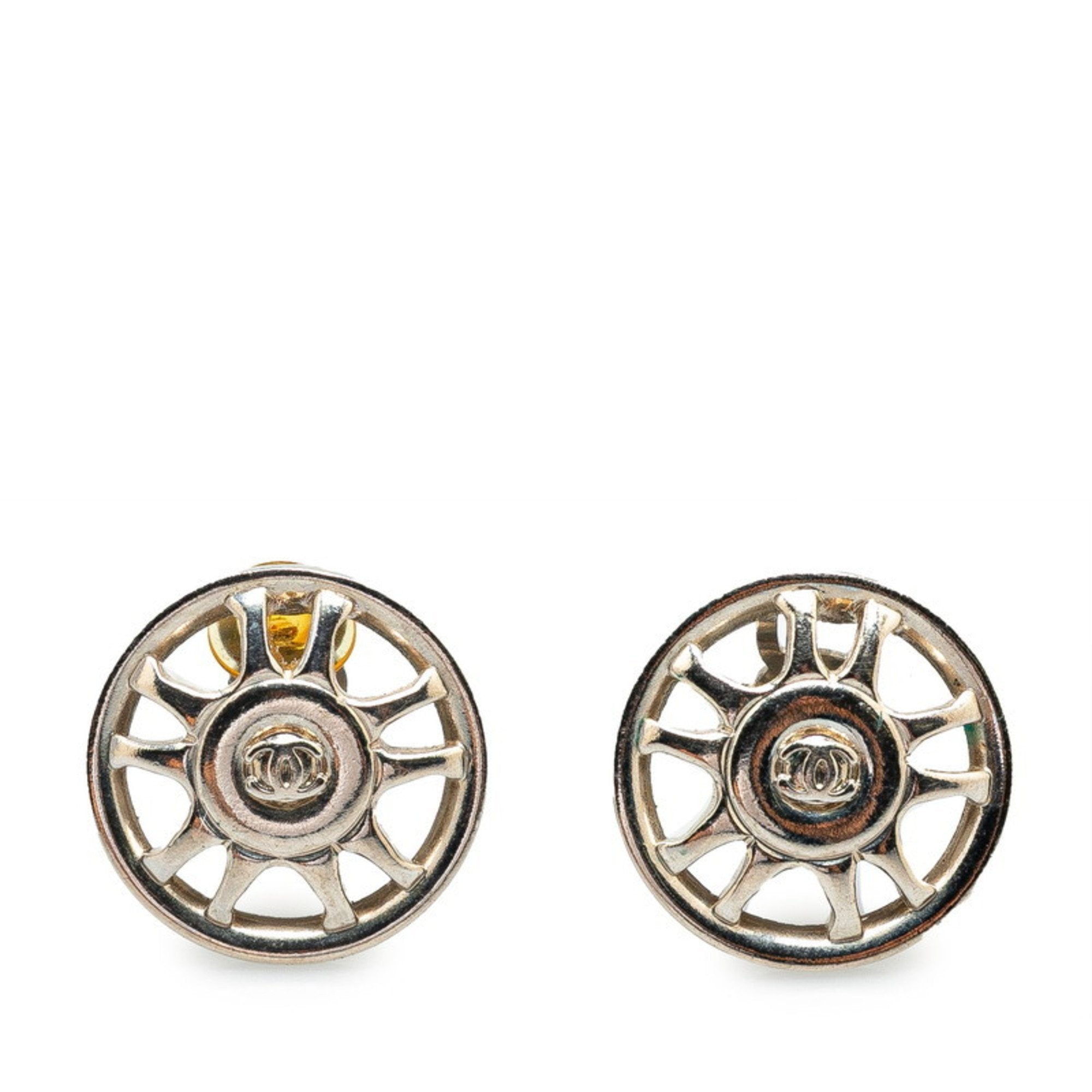 CC Logo Clip-On Earrings Silver-Tone Metal Silver-Tone Metal