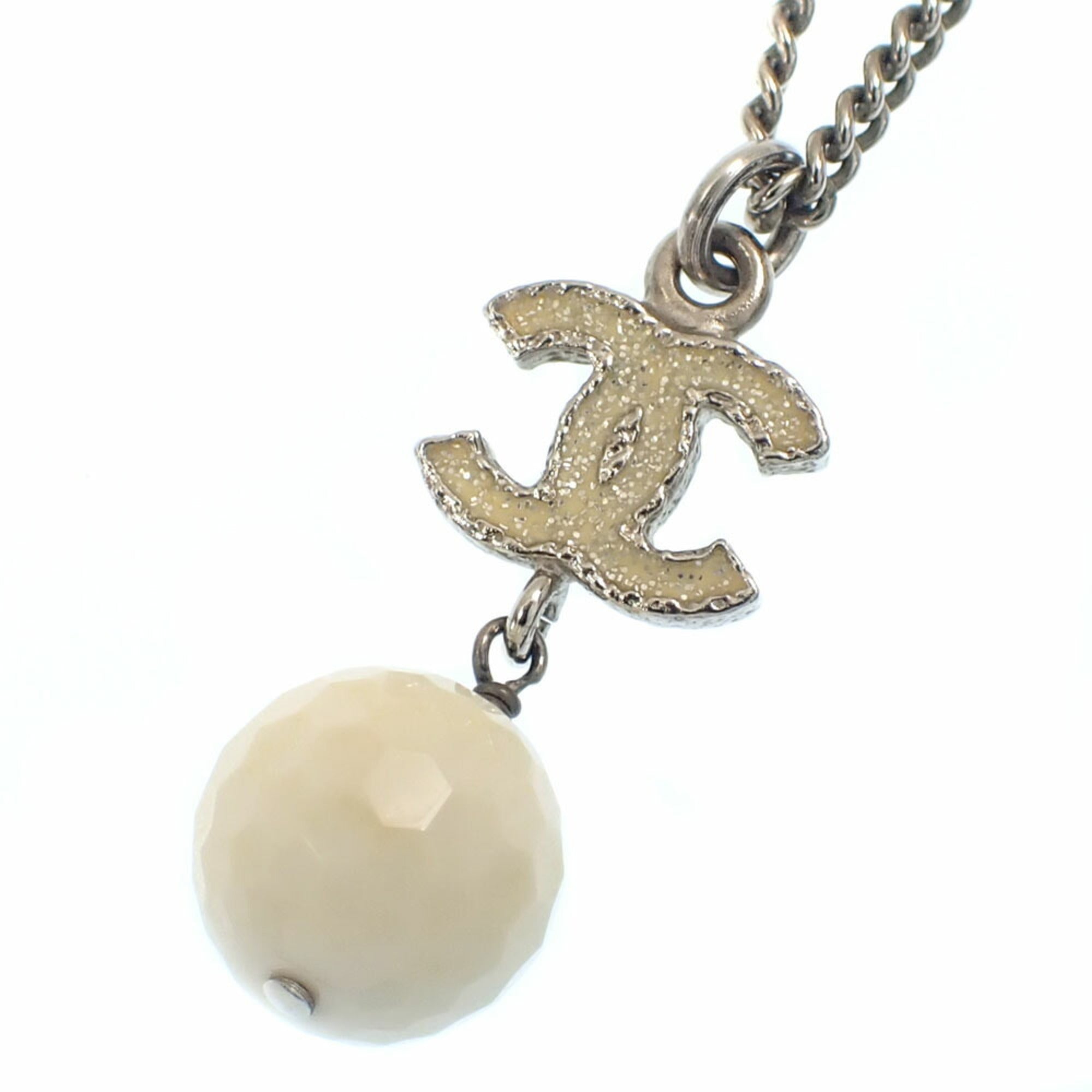 CC Logo Pendant Necklace Silver-Tone Metal
