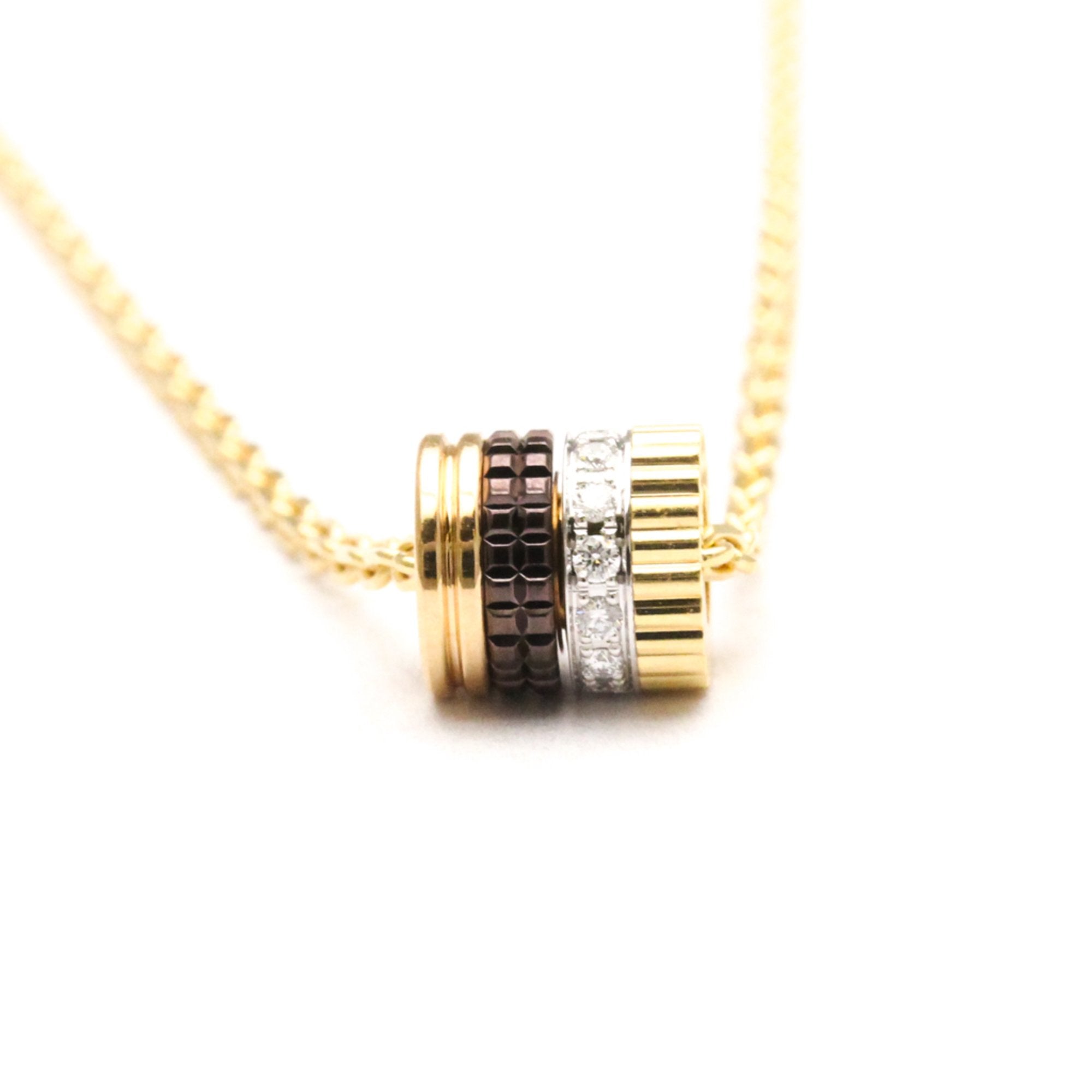 Pendant Necklace with Diamond 18K Tricolor Gold