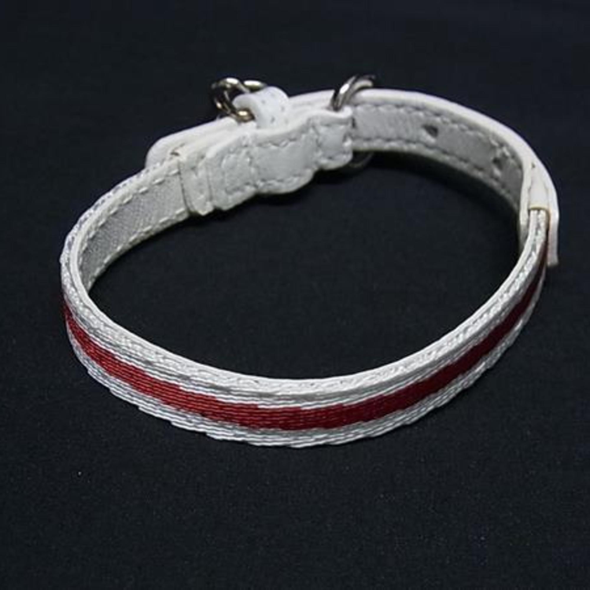 Bracelet Canvas and Leather Red and White