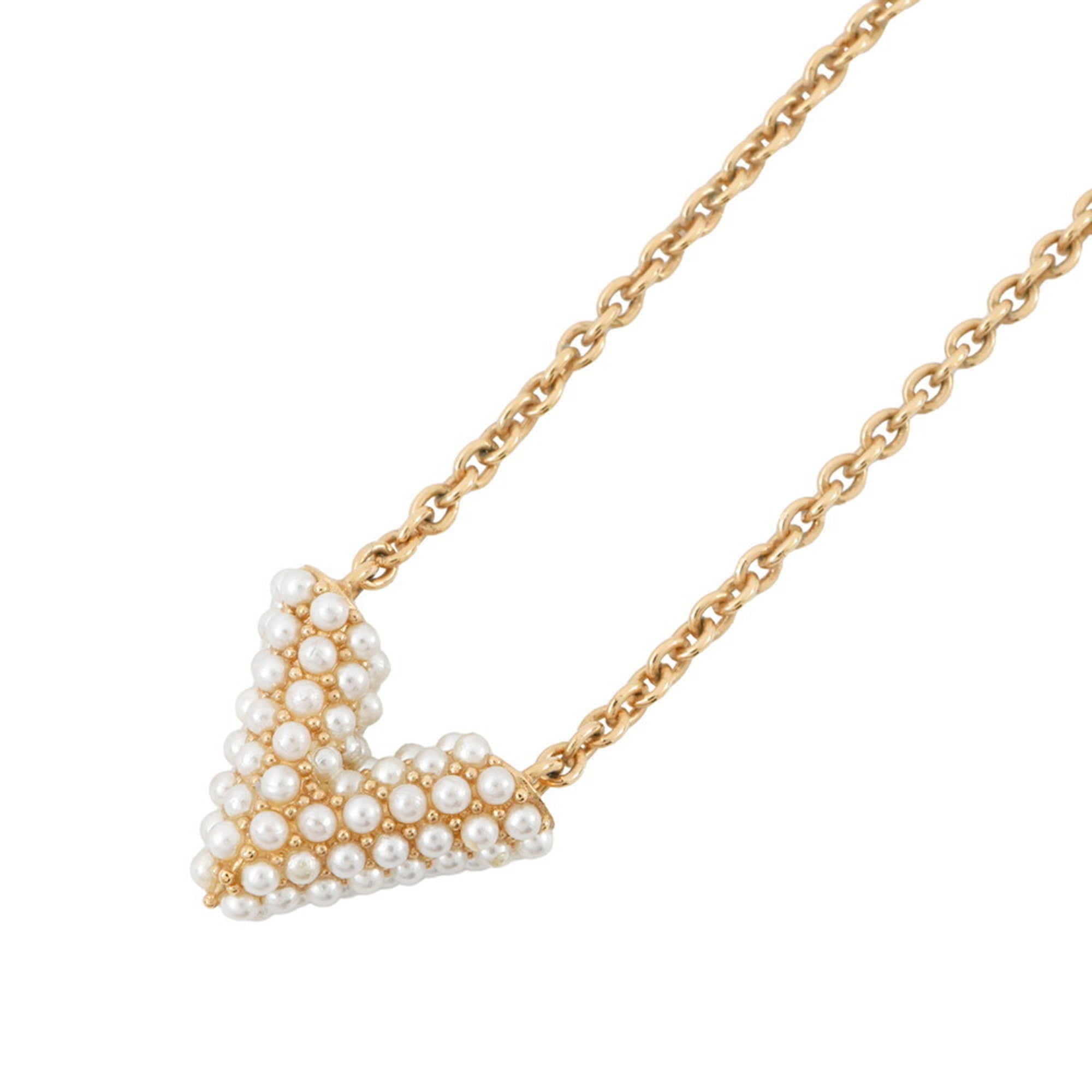 Pendant Necklace Gold Metal with Pearl