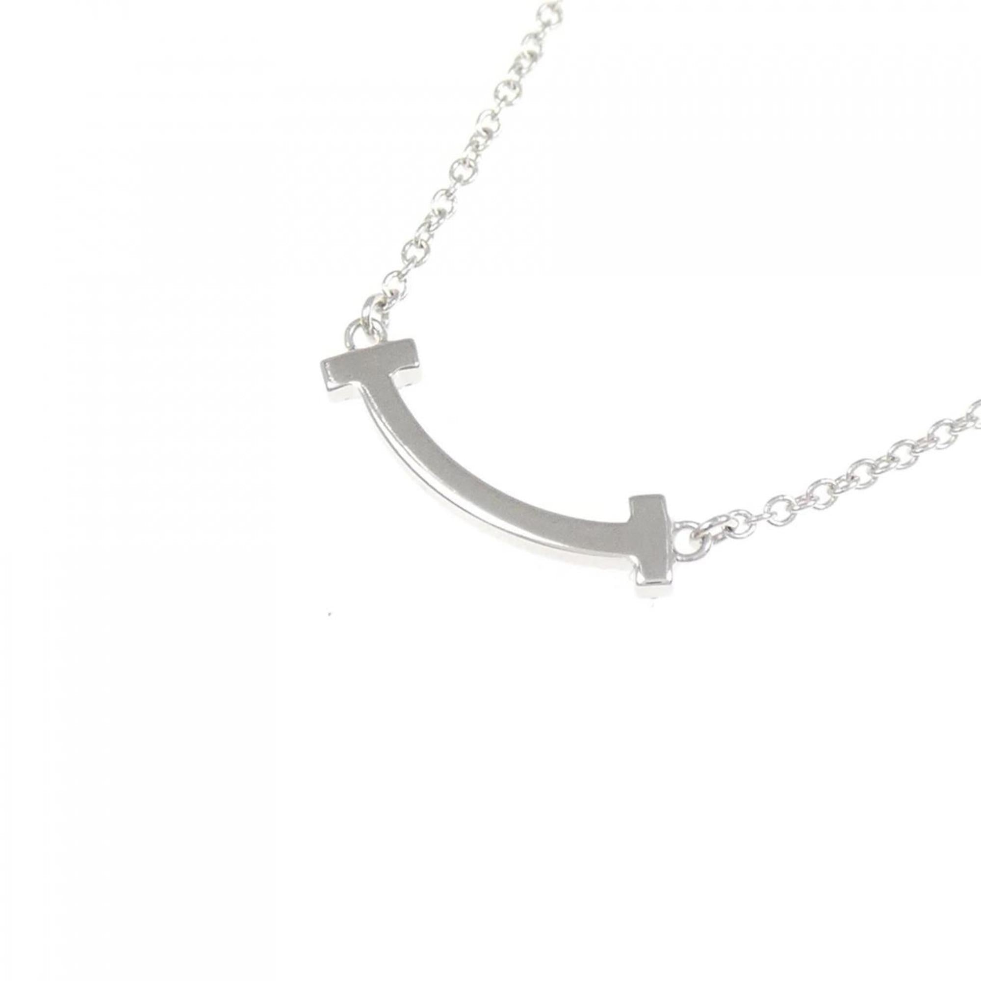 T Smile Mini Pendant Necklace 18K White Gold