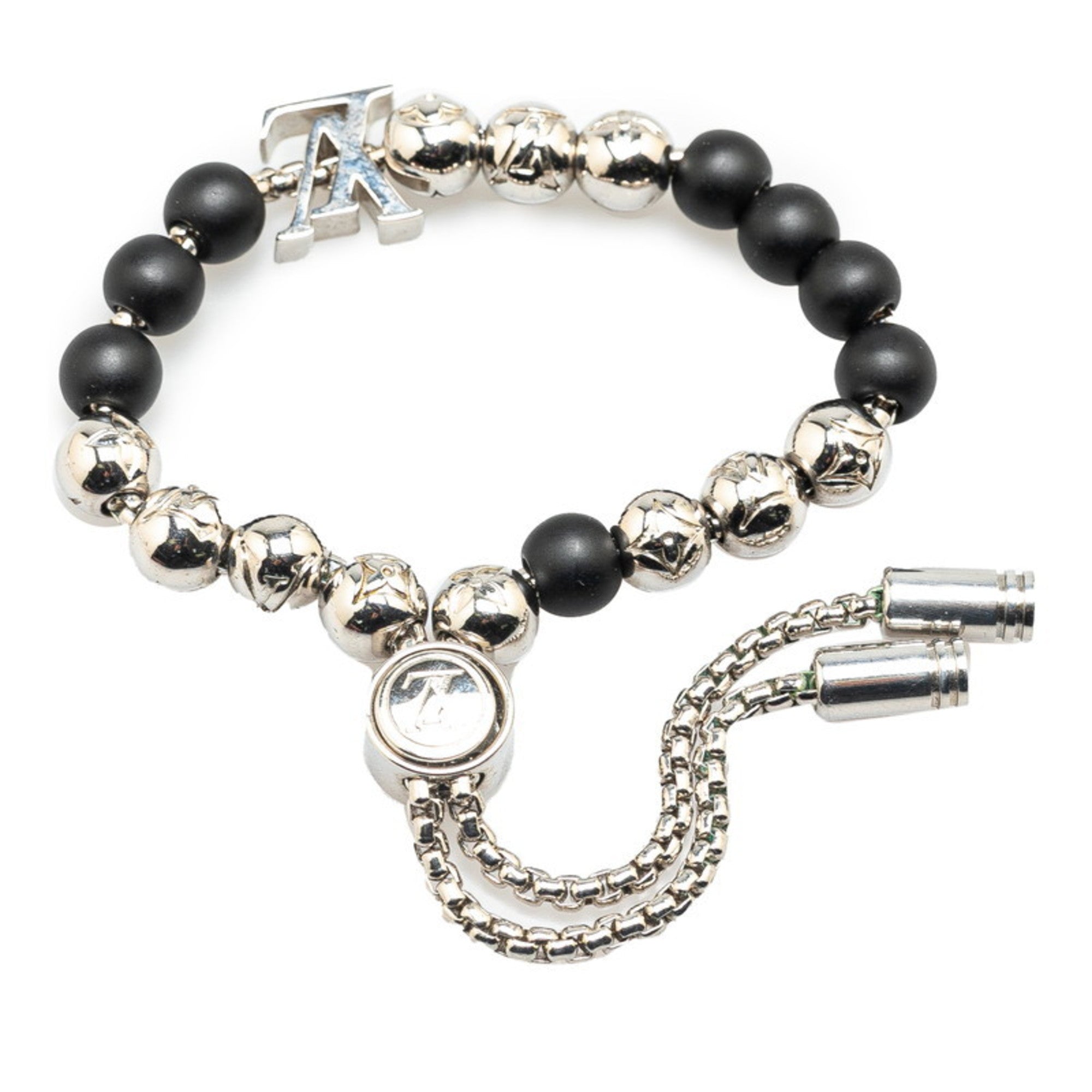 Monogram Bracelet Black and Silver Metal