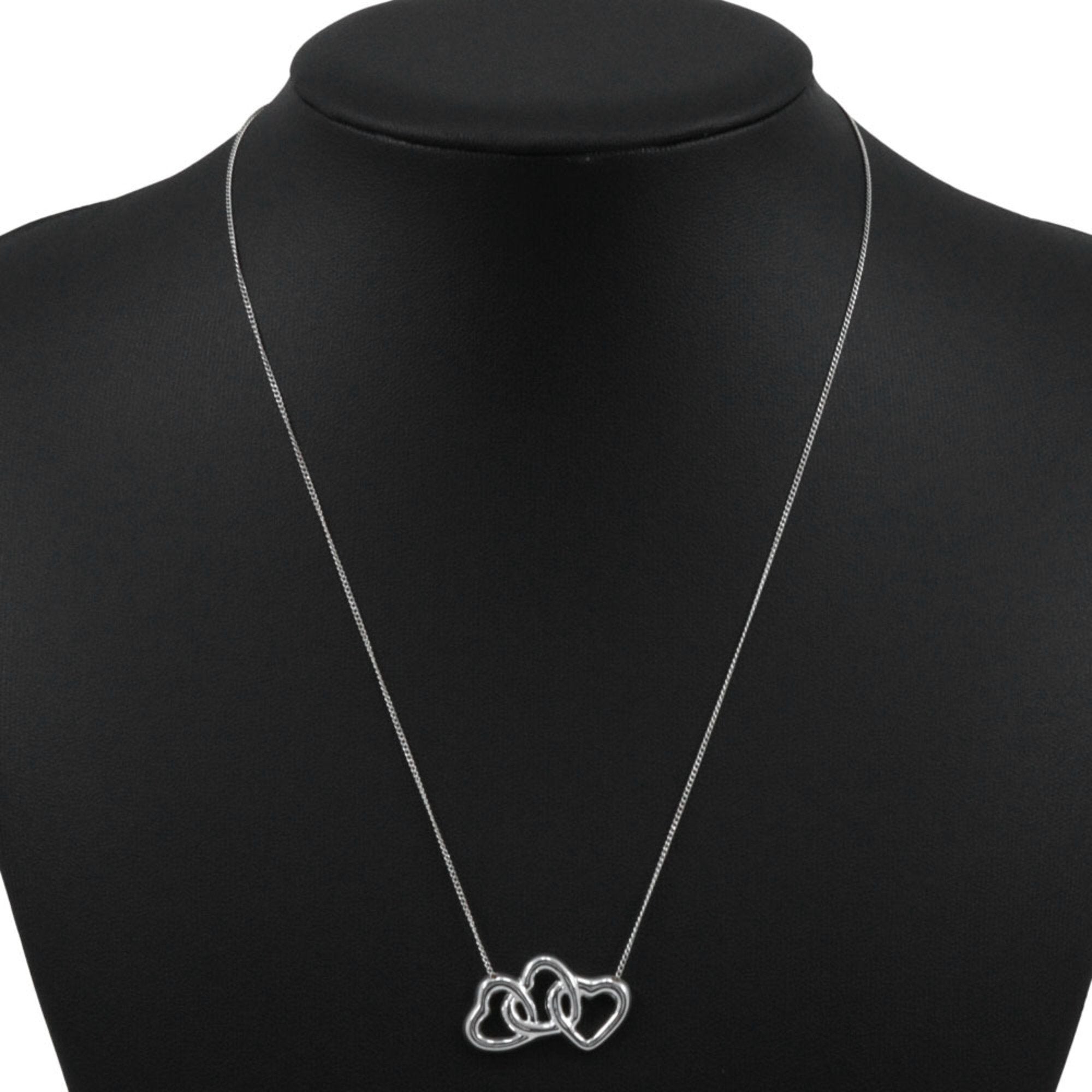 Triple Heart Pendant Necklace Sterling Silver