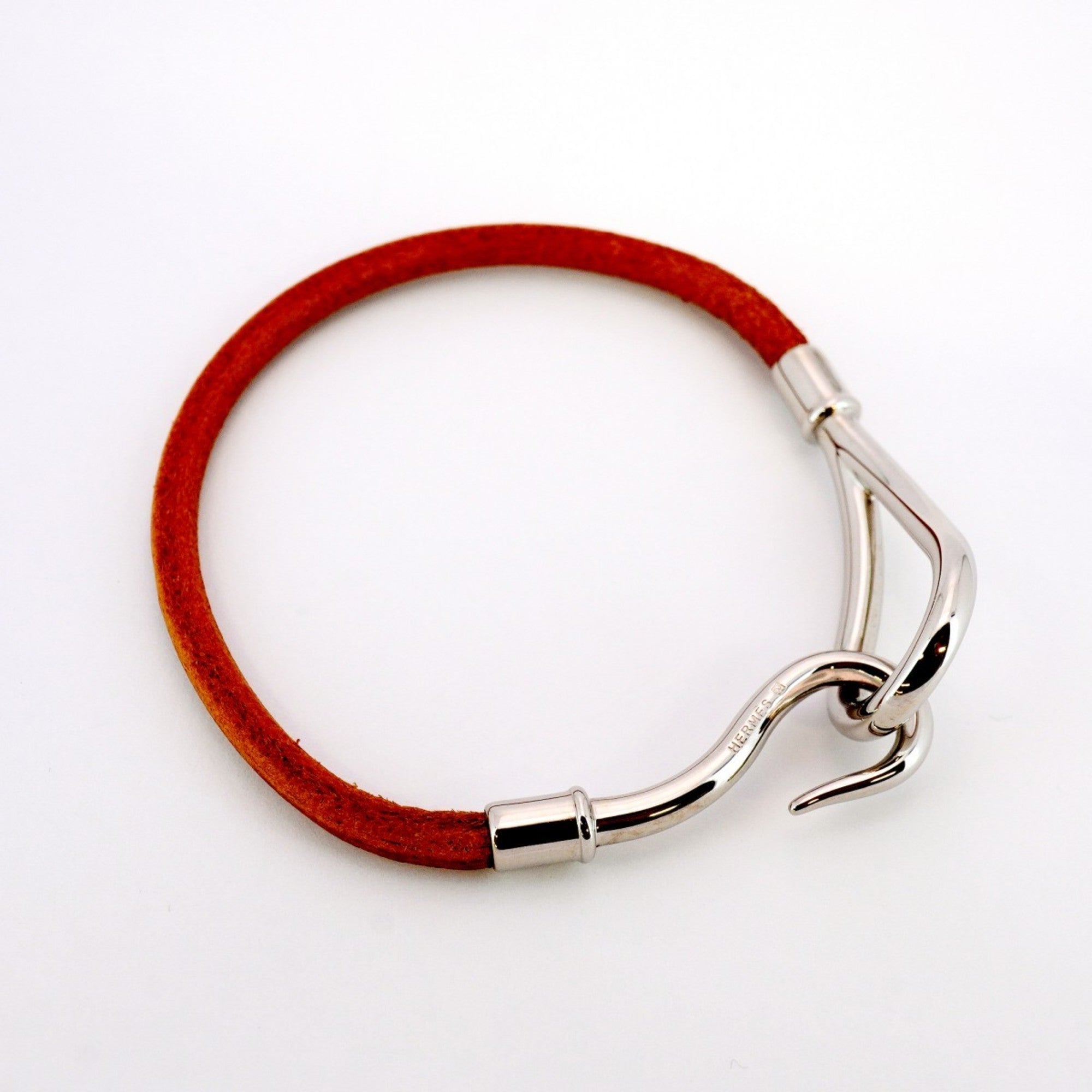 Bracelet Leather and Metal Brown and Silver