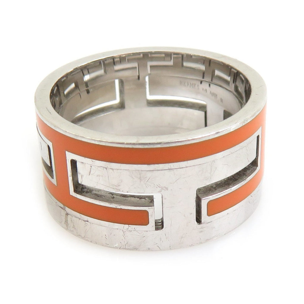 Ring Enamel and Sterling Silver With Orange