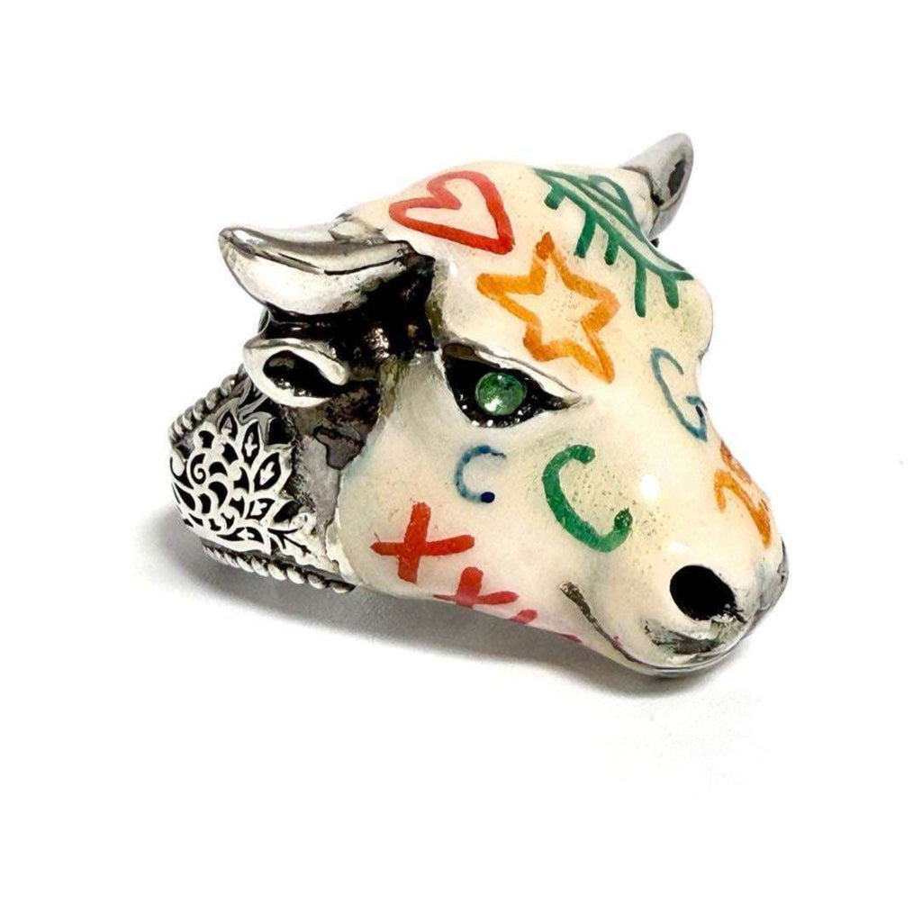 Anger Forest Bull's Head Ring Sterling Silver