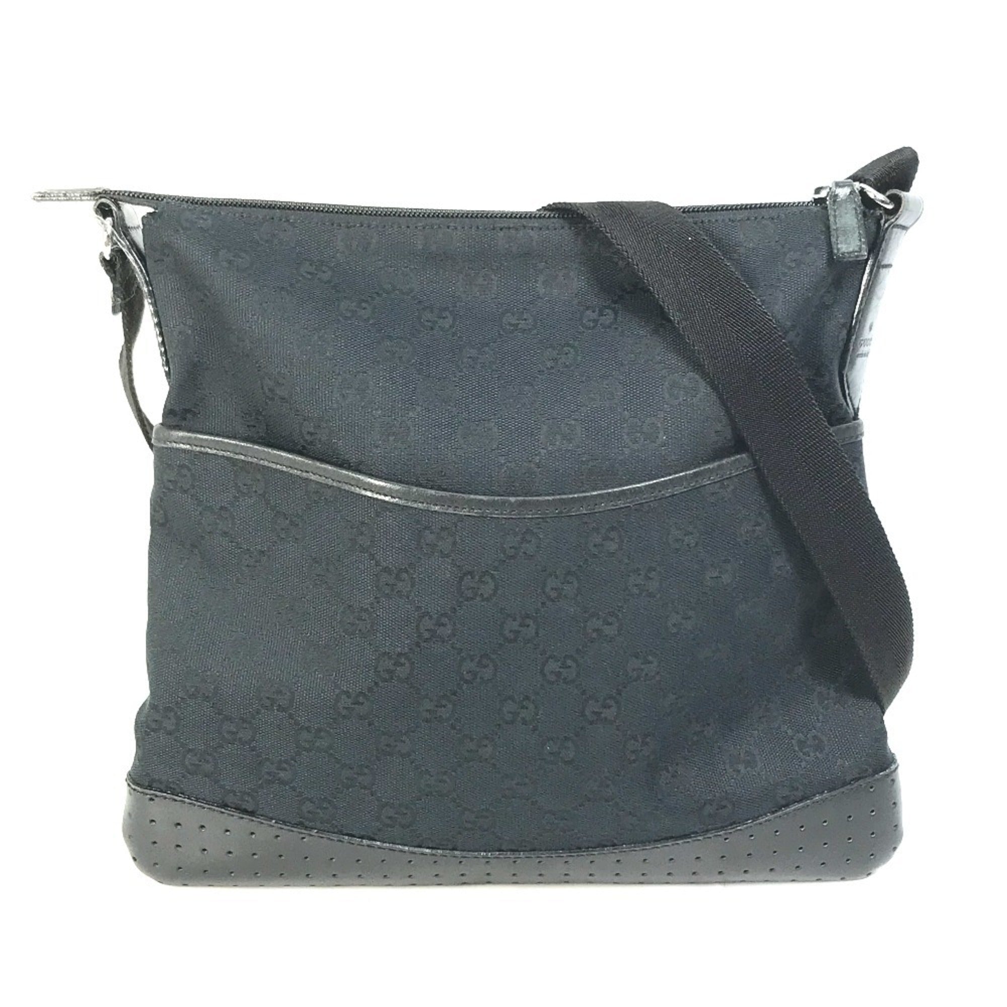 Zip Messenger Bag GG Canvas with Perforated Leather Medium
