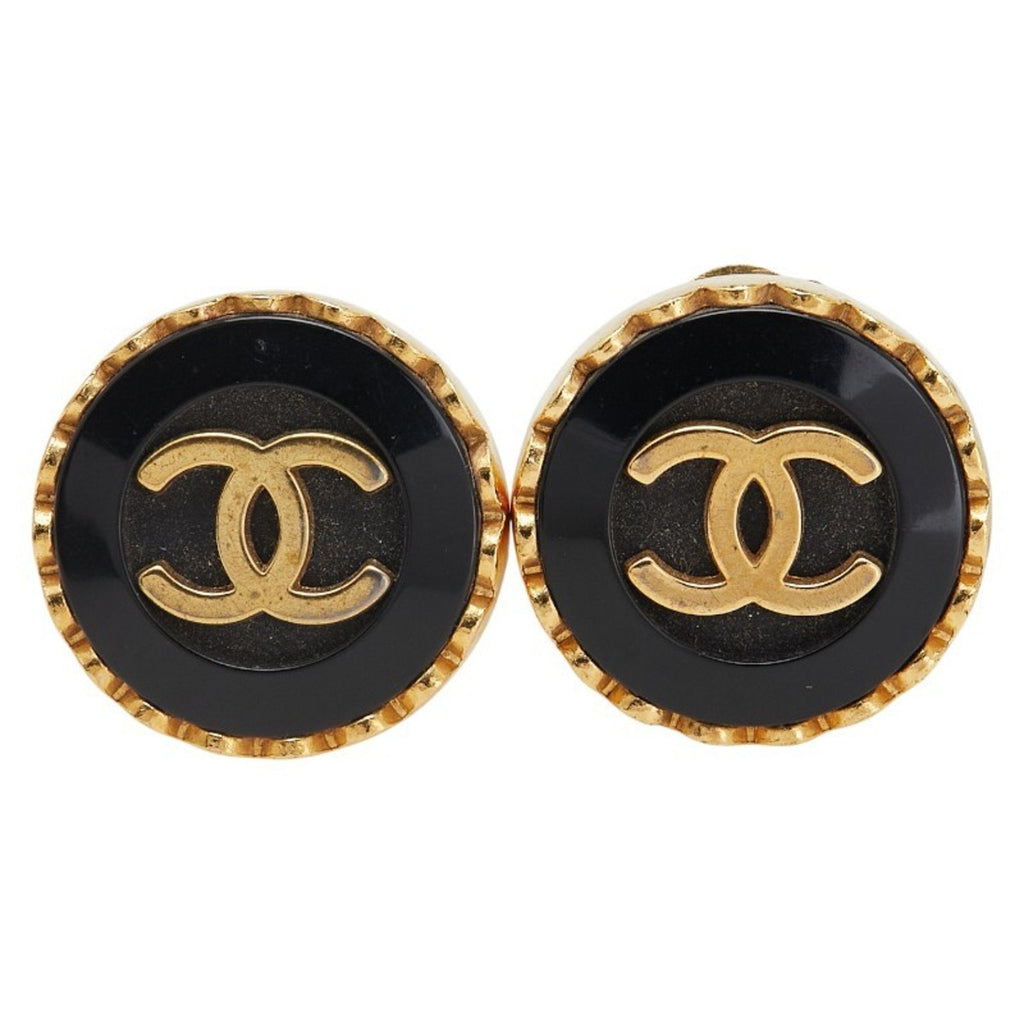 CC Logo Round Clip-On Earrings Gold-Tone Metal Gold-Tone Metal