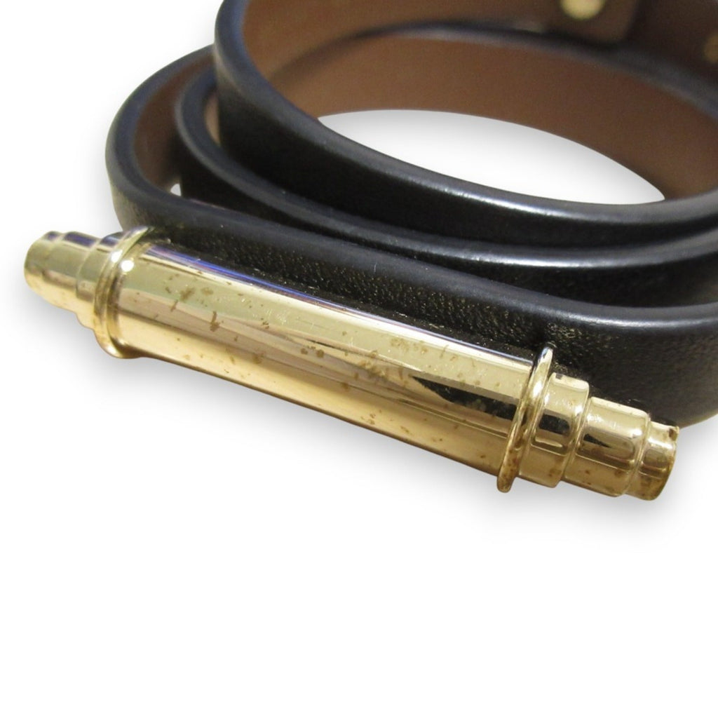 Bracelet Leather Black and Gold Medium