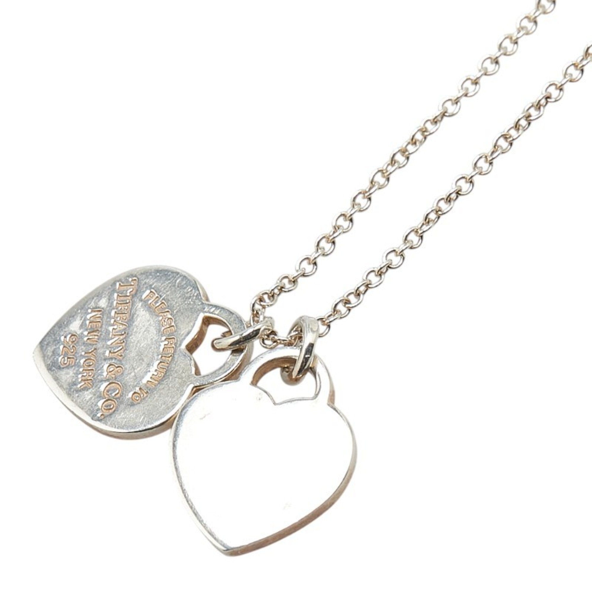 Double Heart Pendant Necklace Sterling Silver