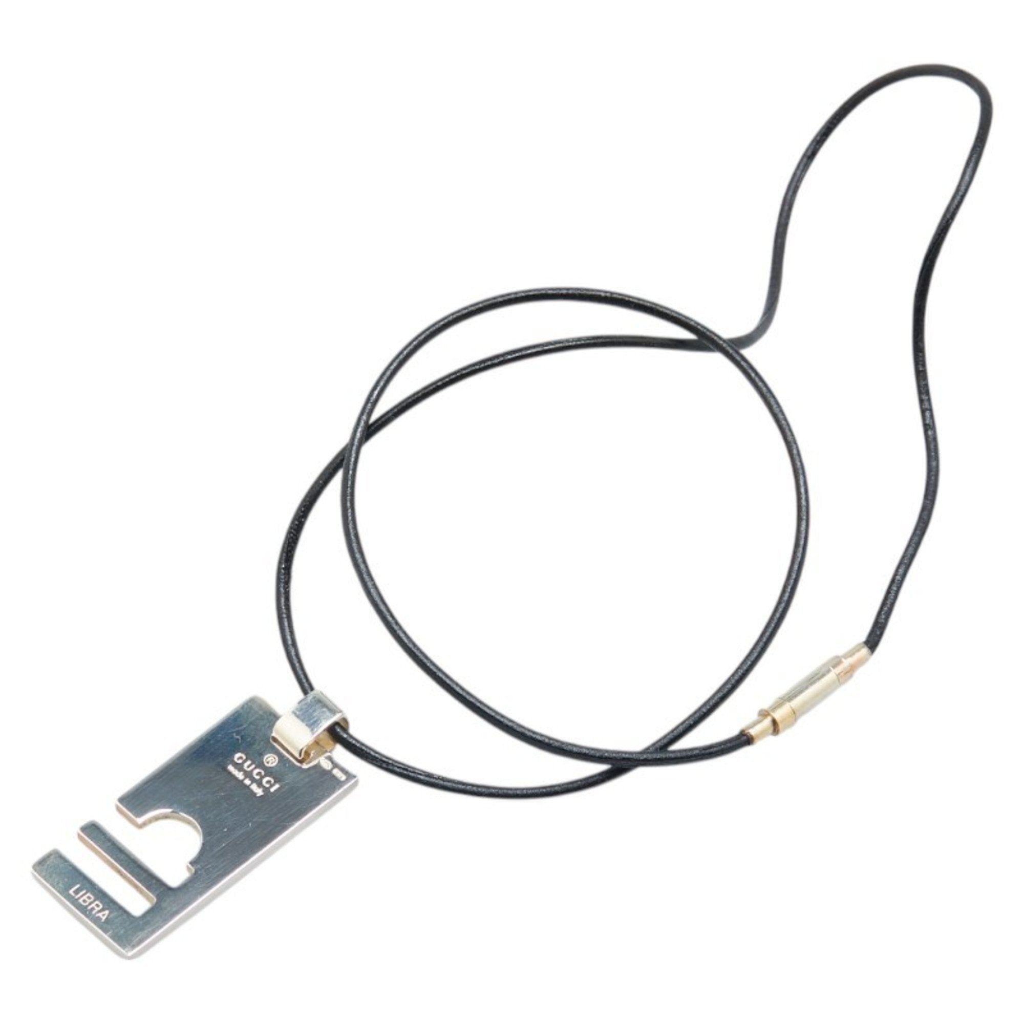 Libra Pendant Necklace Leather and Sterling Silver