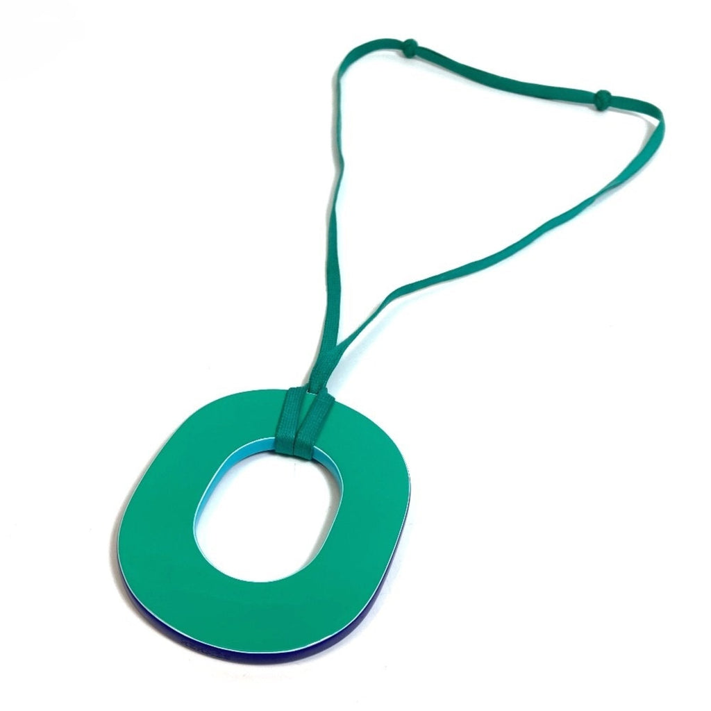 Pendant Necklace Lacquer Blue Green and Purple