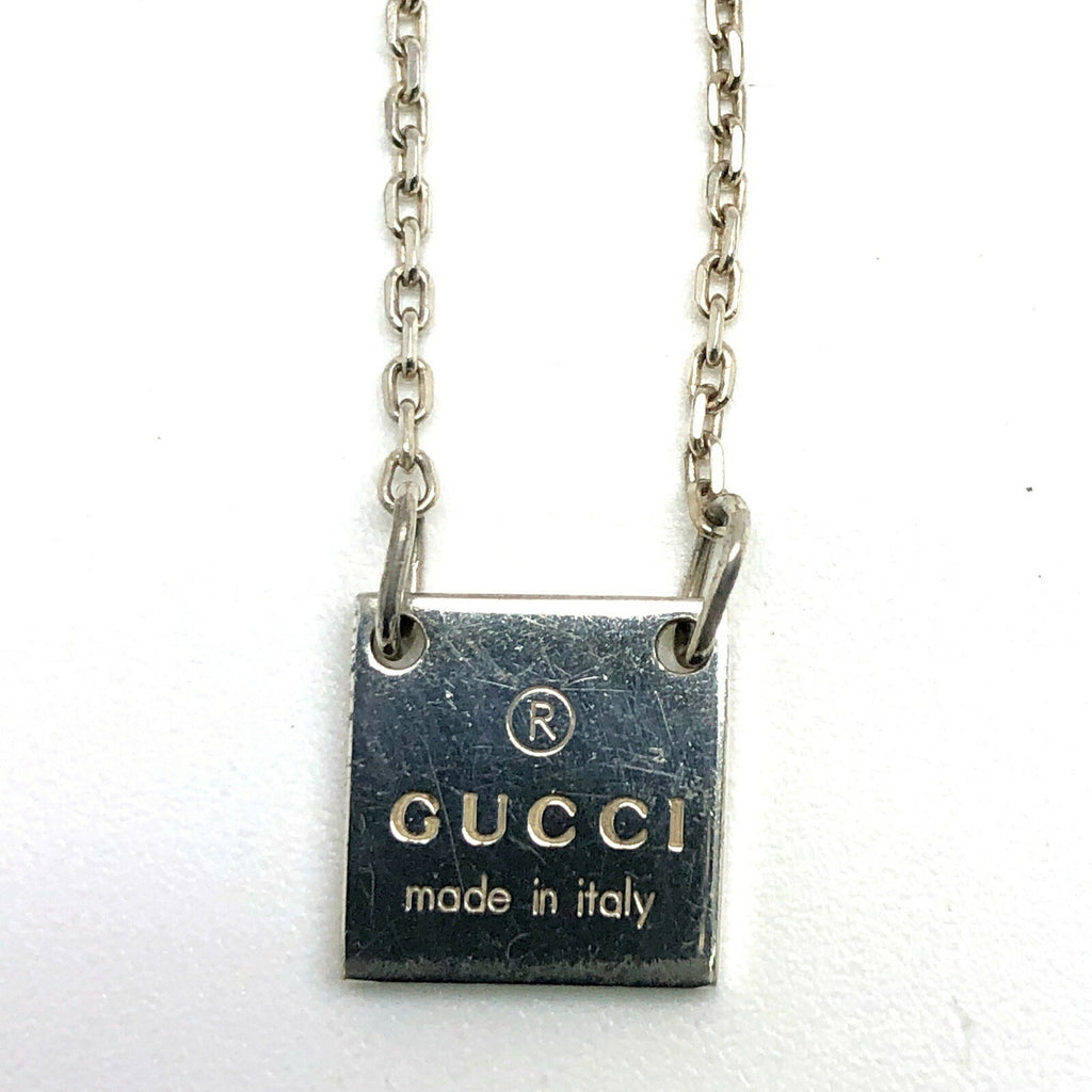 Square Plate Pendant Necklace Sterling Silver