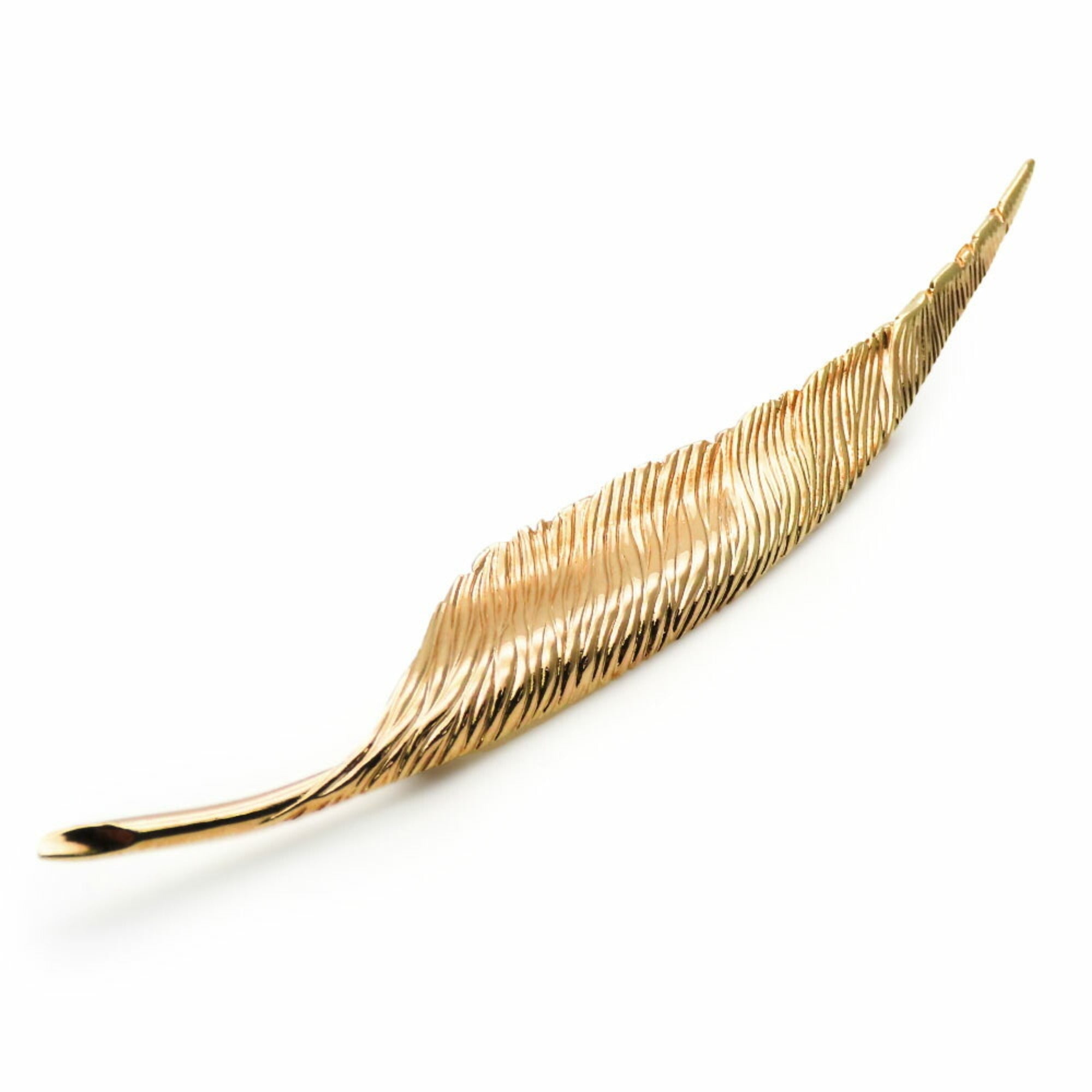 Brooch Gold Metal Feather Motif Plated