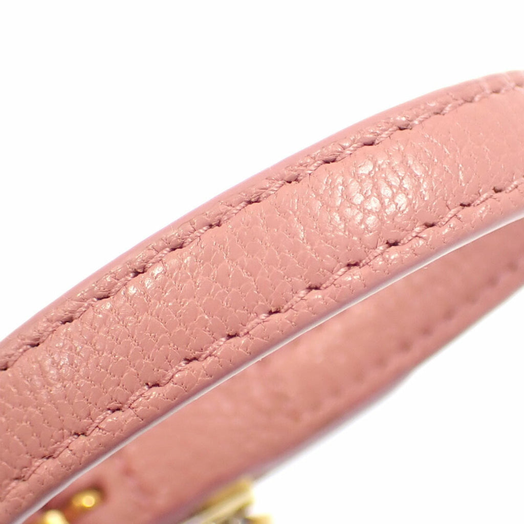Heart Motif Bracelet Leather and Crystal Gold Pink