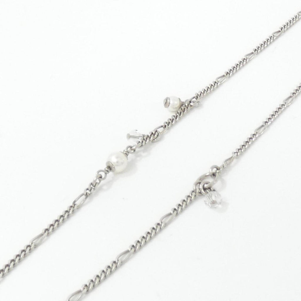 Pendant Necklace White with Crystal