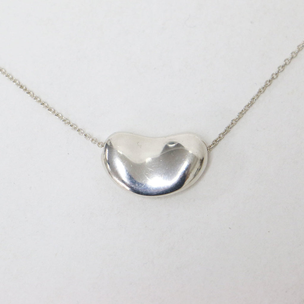 Bean Pendant Necklace Sterling Silver 10mm