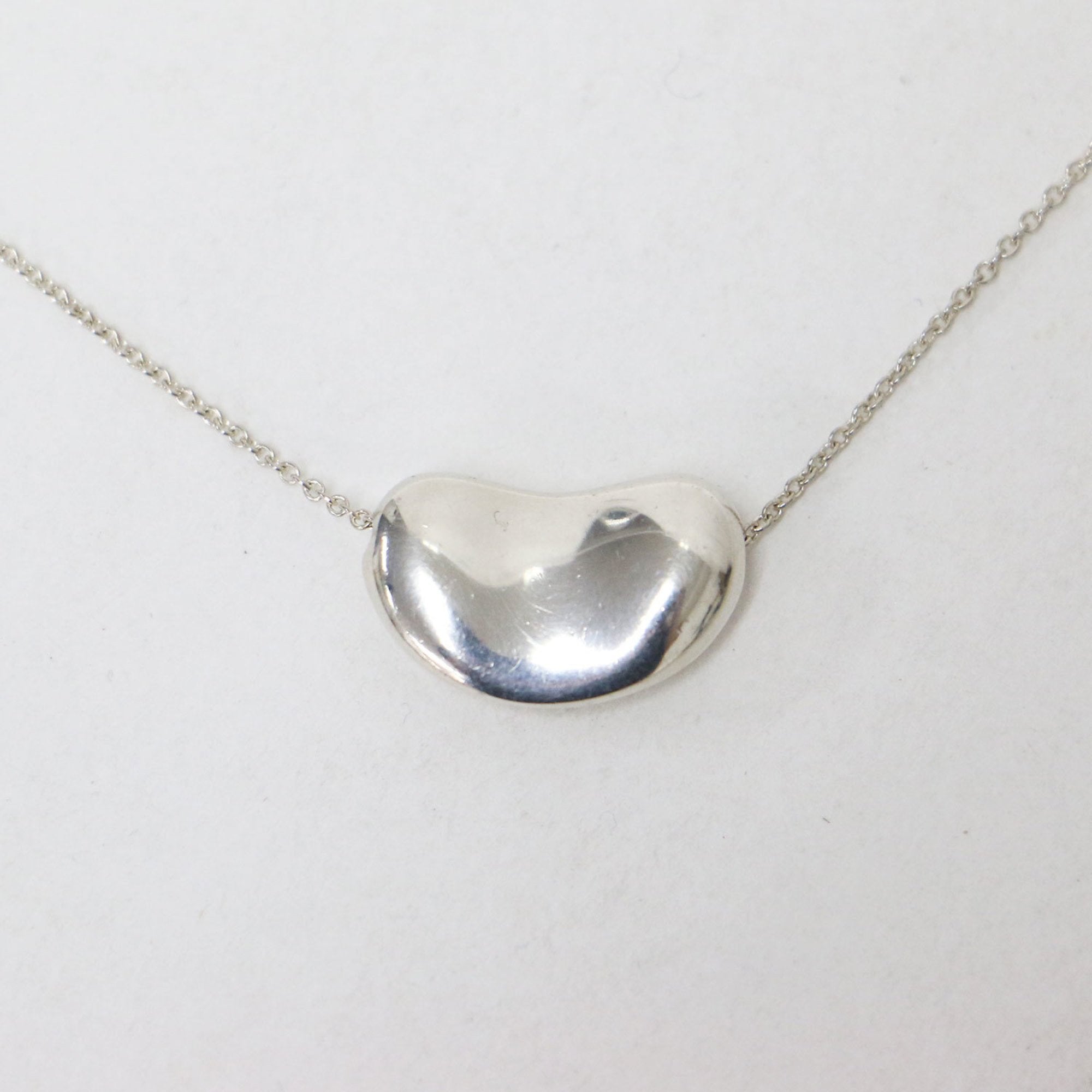 Bean Pendant Necklace Sterling Silver 10mm