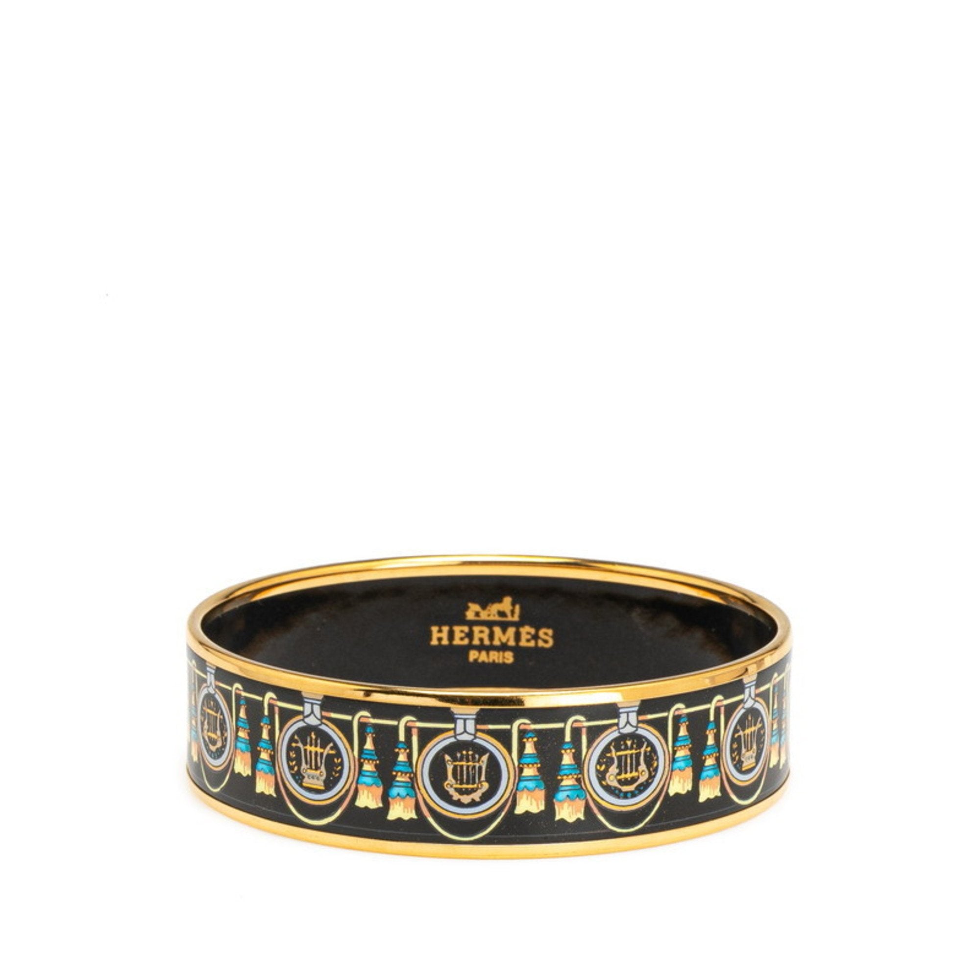 Bangle Cloisonné and Enamel Black and Gold Bracelet