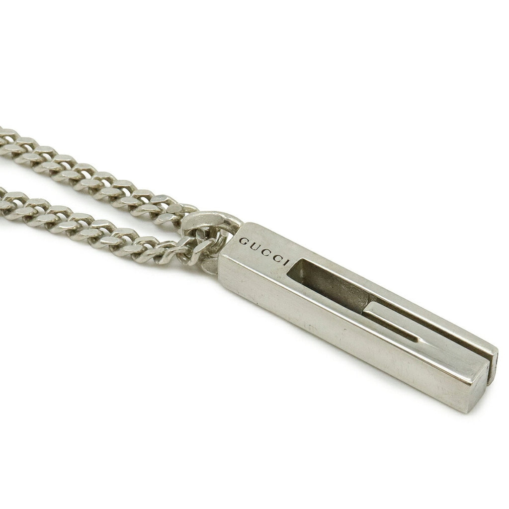 G Motif Plate Pendant Necklace Sterling Silver
