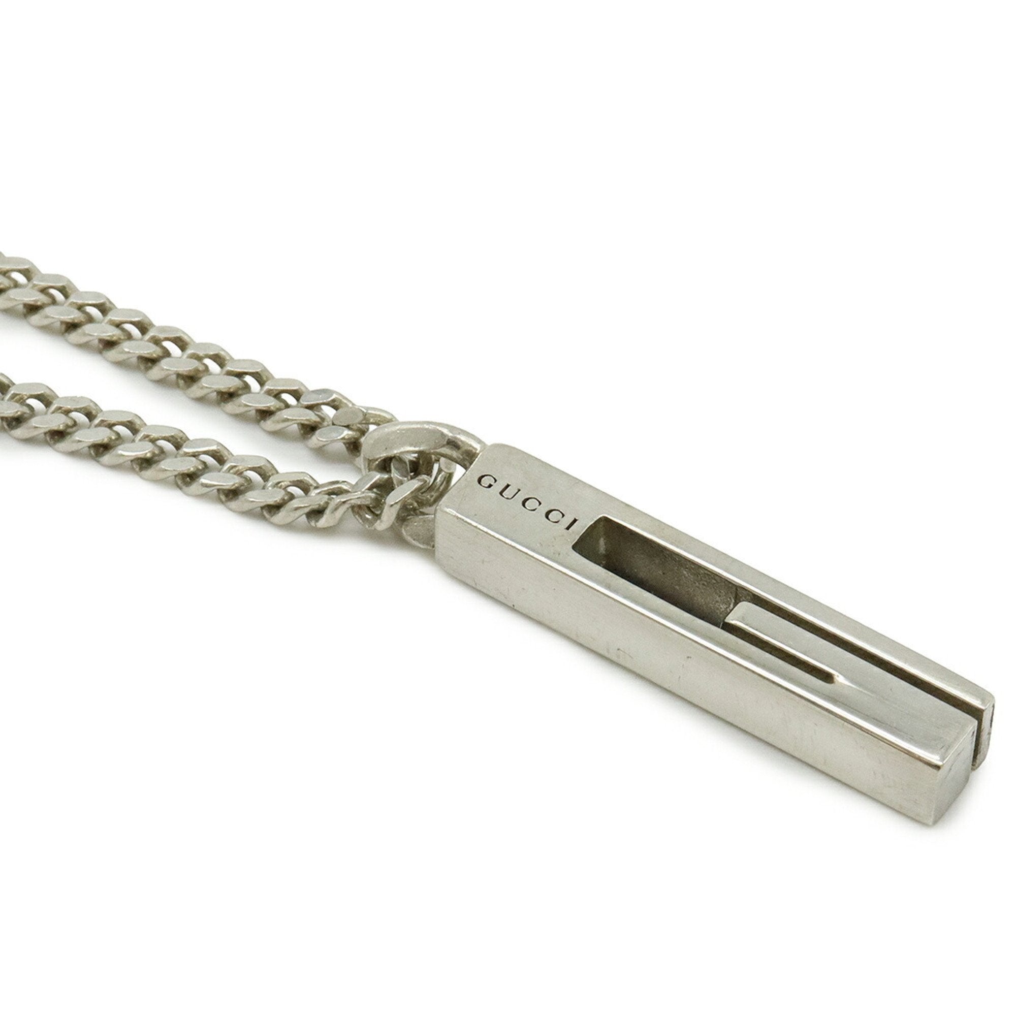 G Motif Plate Pendant Necklace Sterling Silver