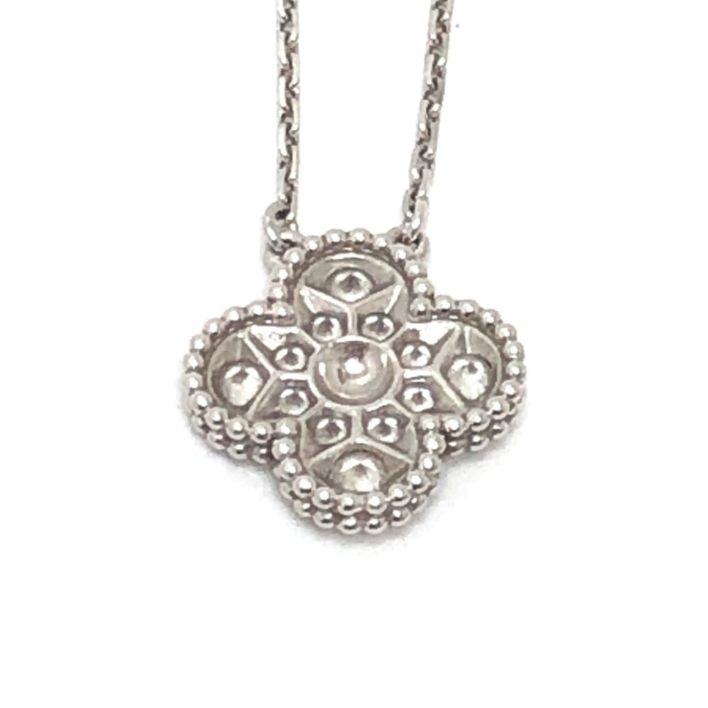 Vintage Alhambra Pendant Necklace Sterling Silver and 18K White Gold