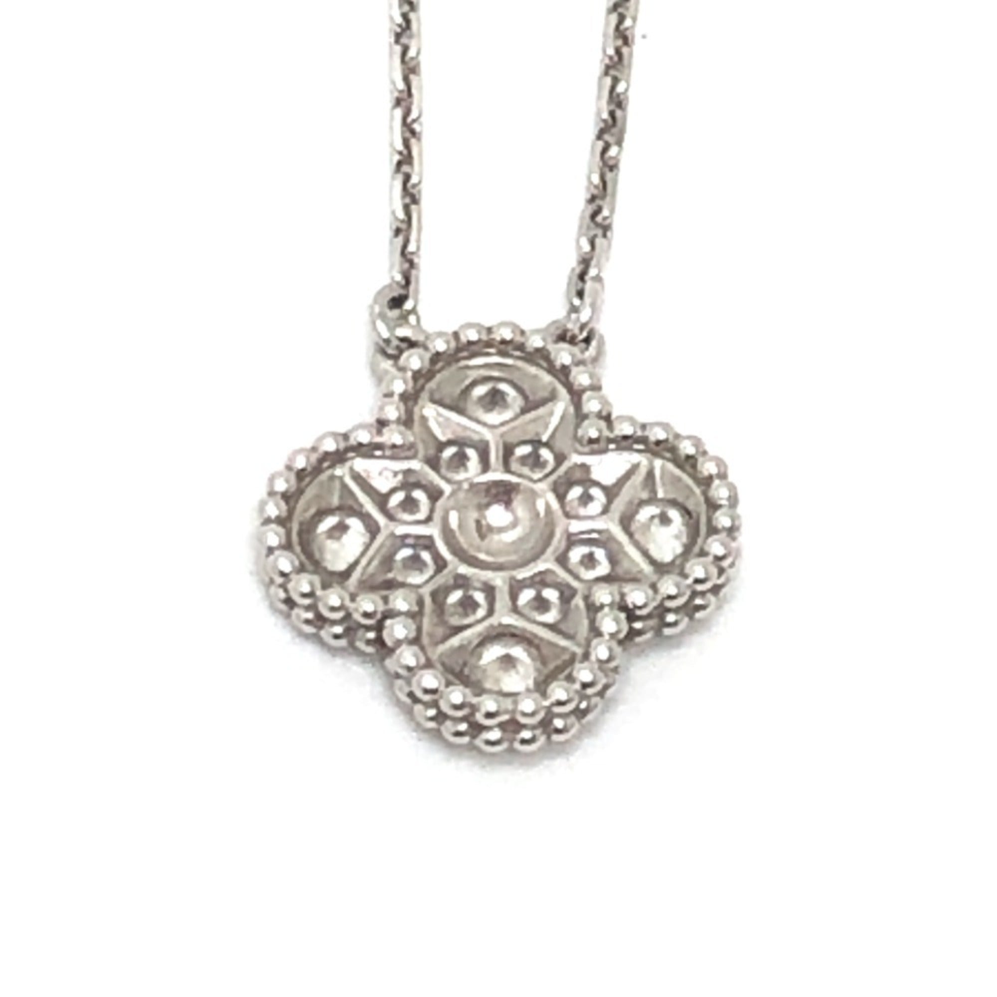 Vintage Alhambra Pendant Necklace Sterling Silver and 18K White Gold