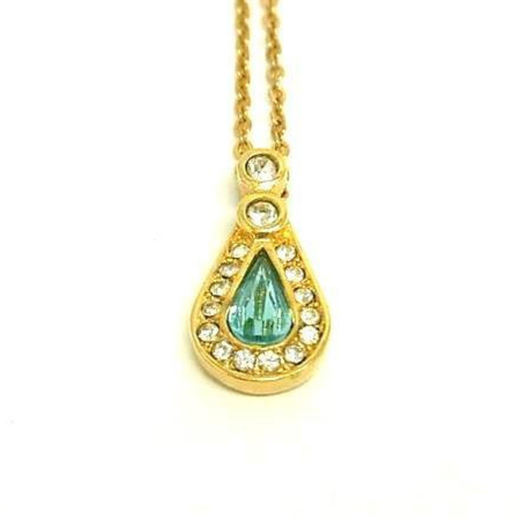 Pendant Necklace Gold Metal With Color Stone And Rhinestone