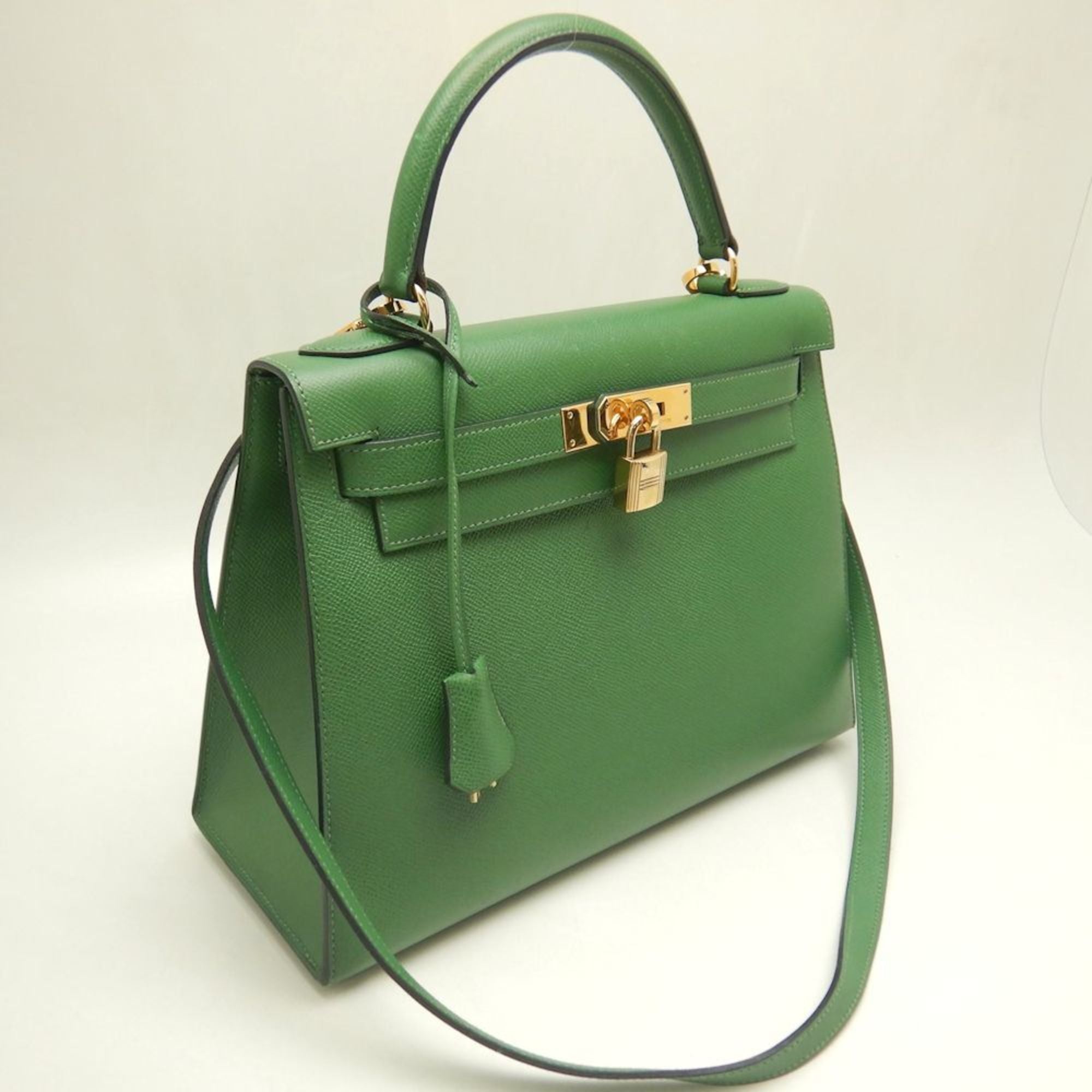 Kelly Handbag Green Epsom with Gold Hardware 28