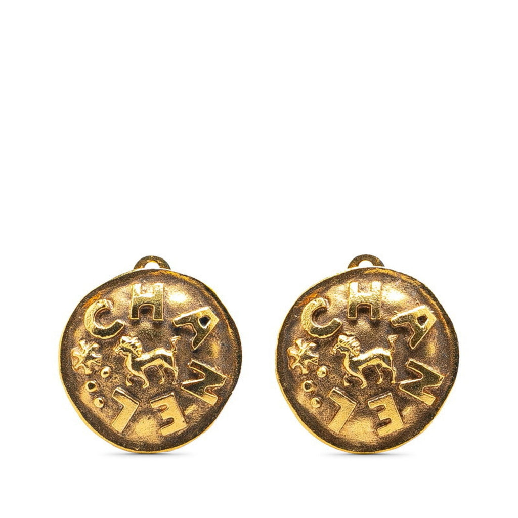 Vintage Clip-On Earrings Clip-On Gold-Tone Metal