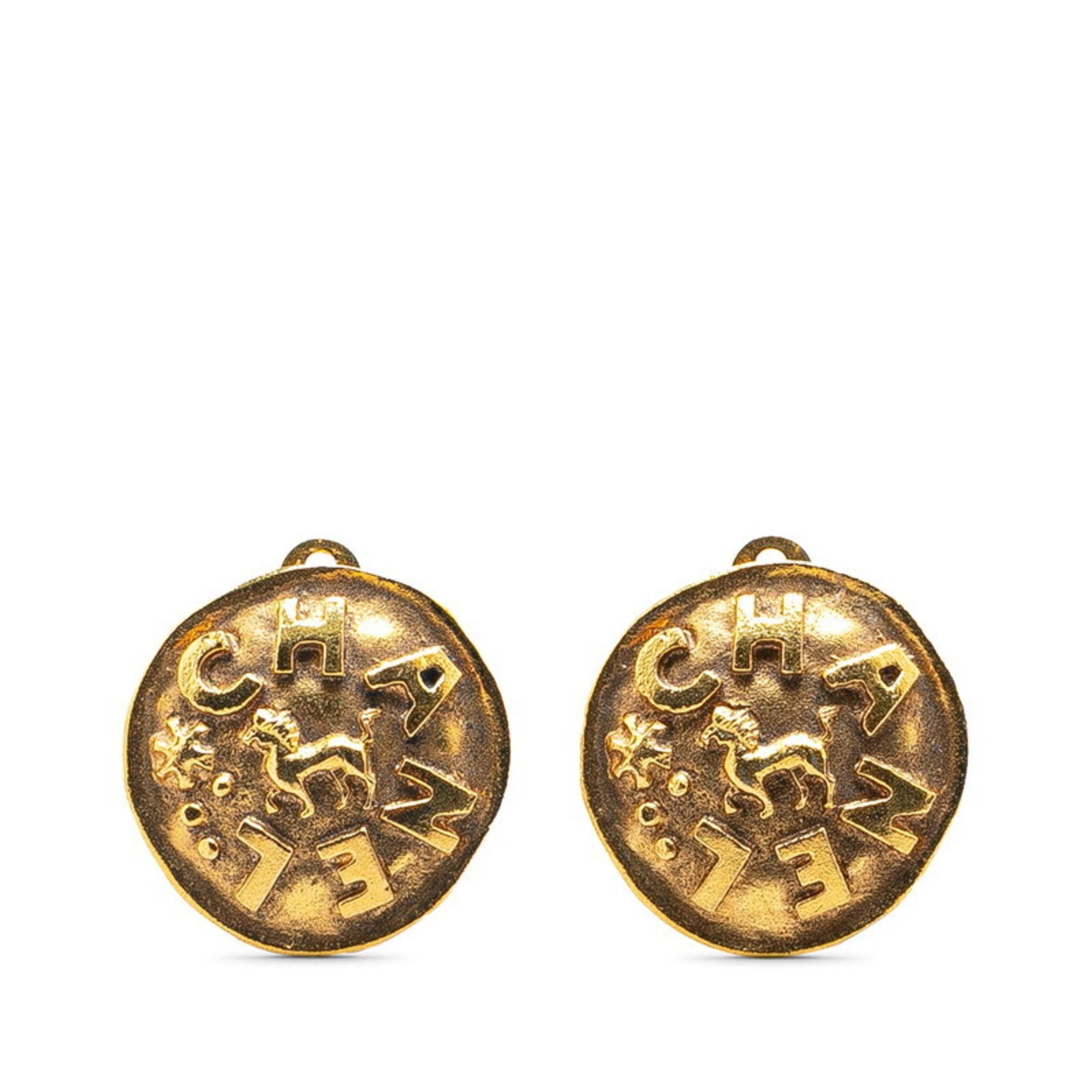 Vintage Clip-On Earrings Clip-On Gold-Tone Metal