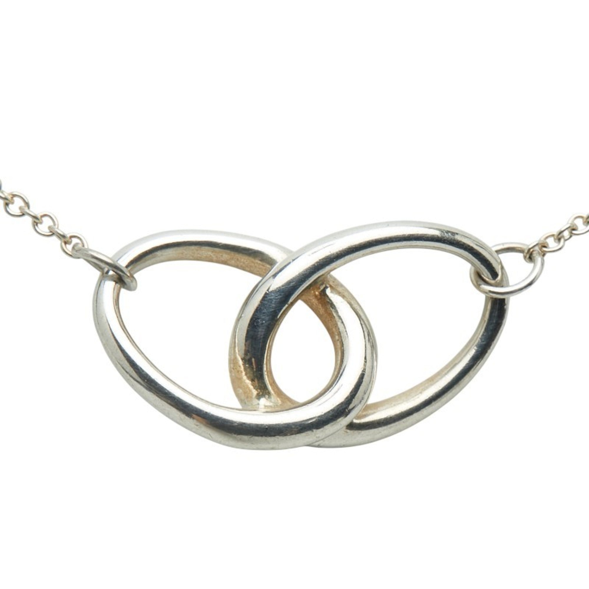 Double Loop Pendant Necklace Sterling Silver