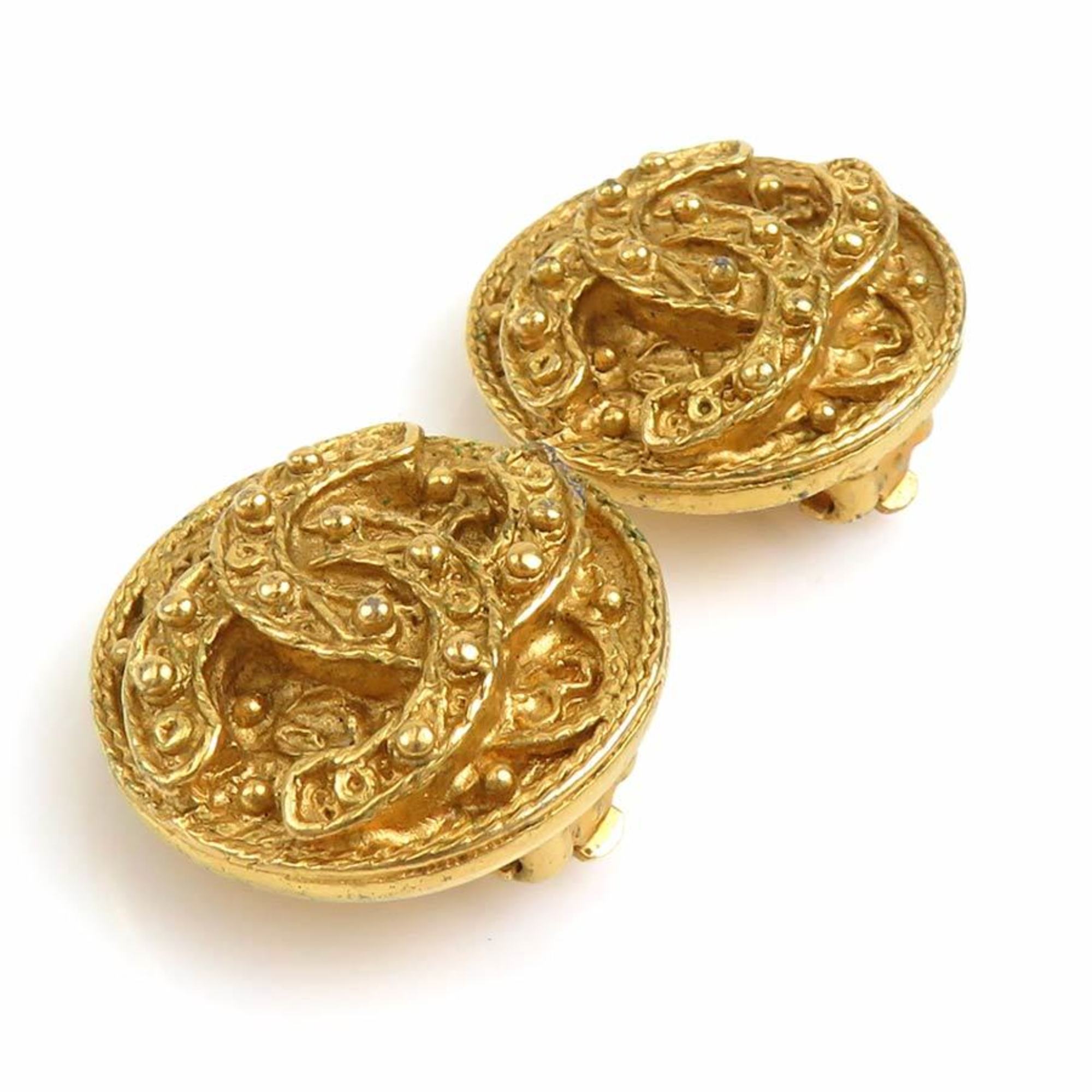 CC Logo Clip-On Earrings Gold-Tone Metal Gold-Tone Metal