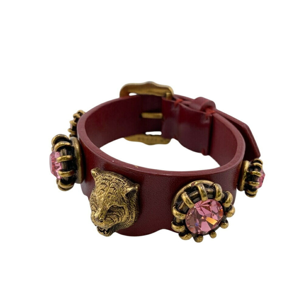 Bracelet Leather Gold and Red