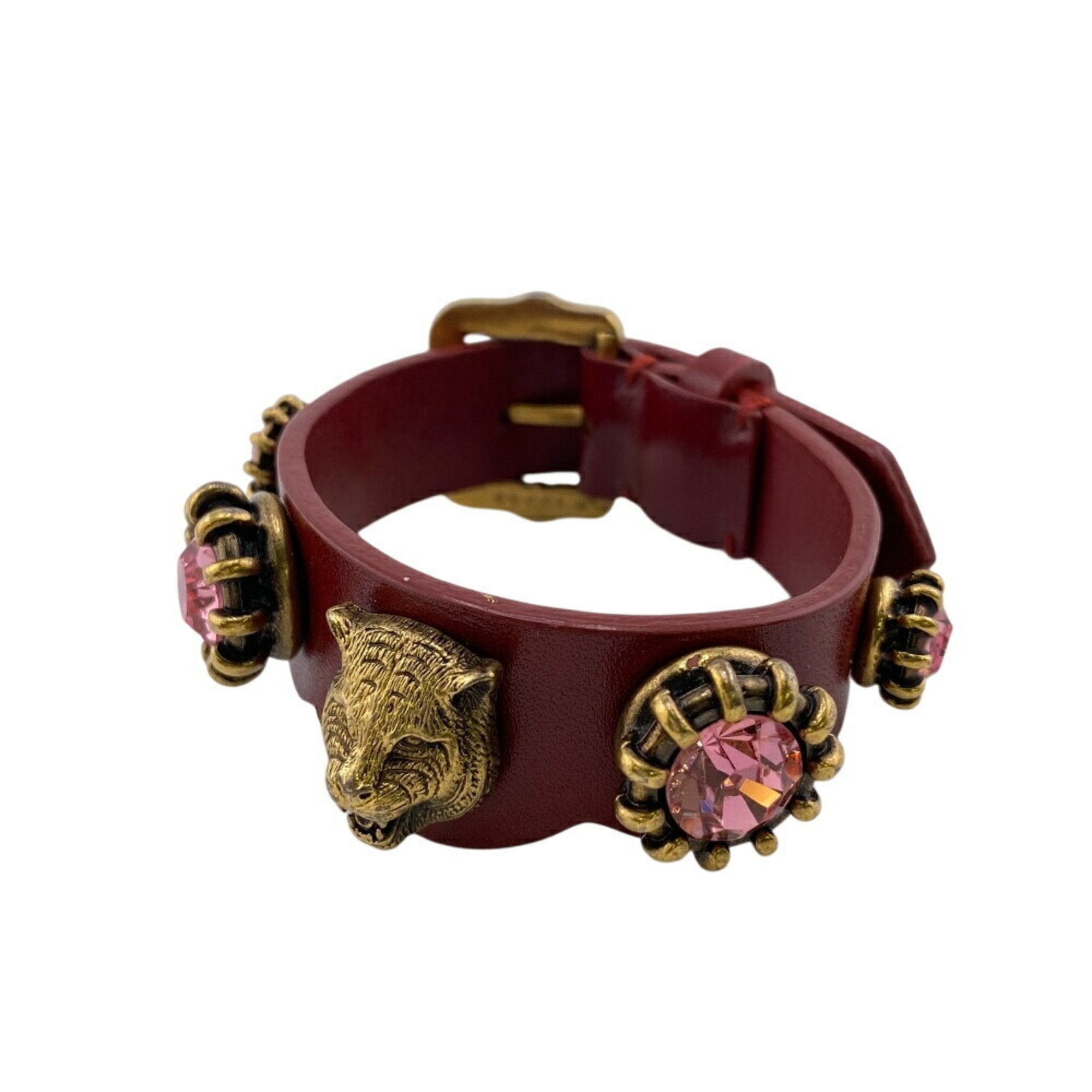 Bracelet Leather Gold and Red