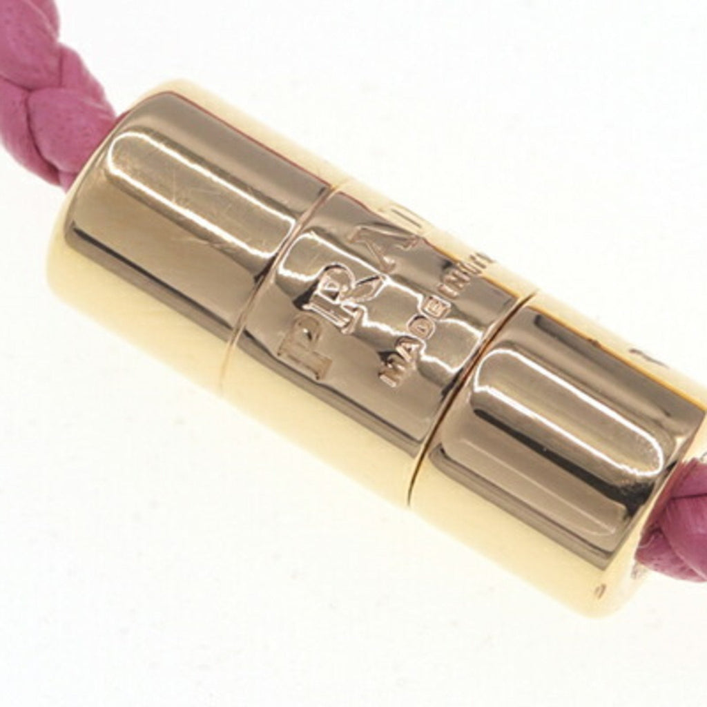 Bracelet Leather and Metal Triangle Gold Pink