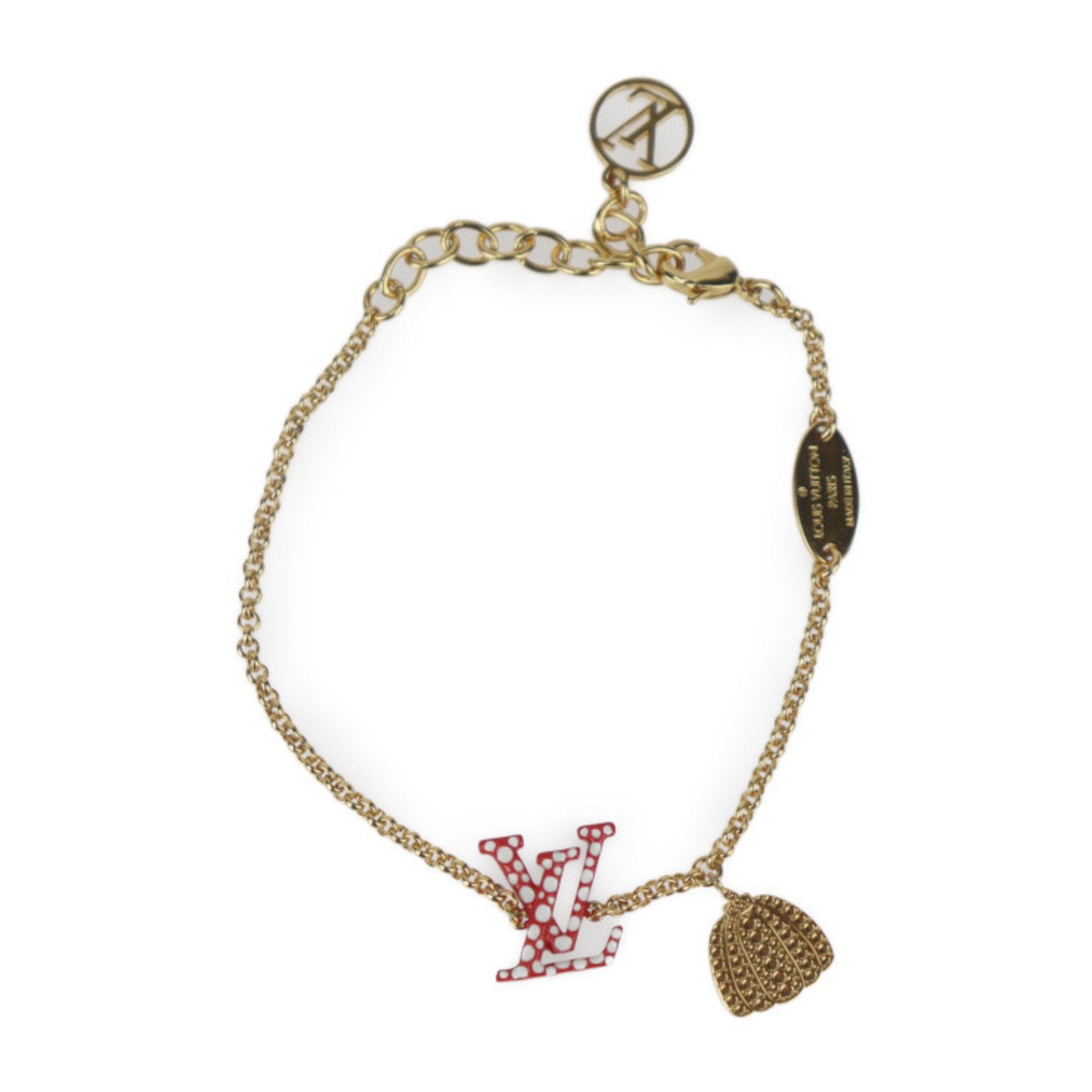 Charm Bracelet Metal Gold Red and White
