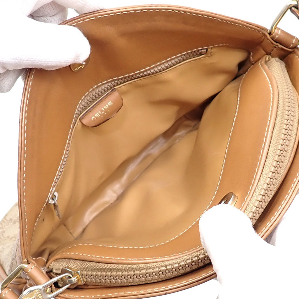 Vintage Saddle Flap Shoulder Bag Macadam Coated Canvas Small