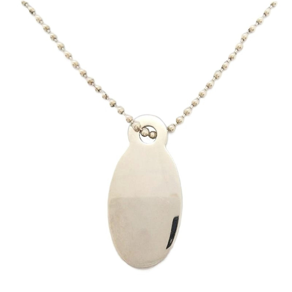 Oval Tag Pendant Necklace Sterling Silver