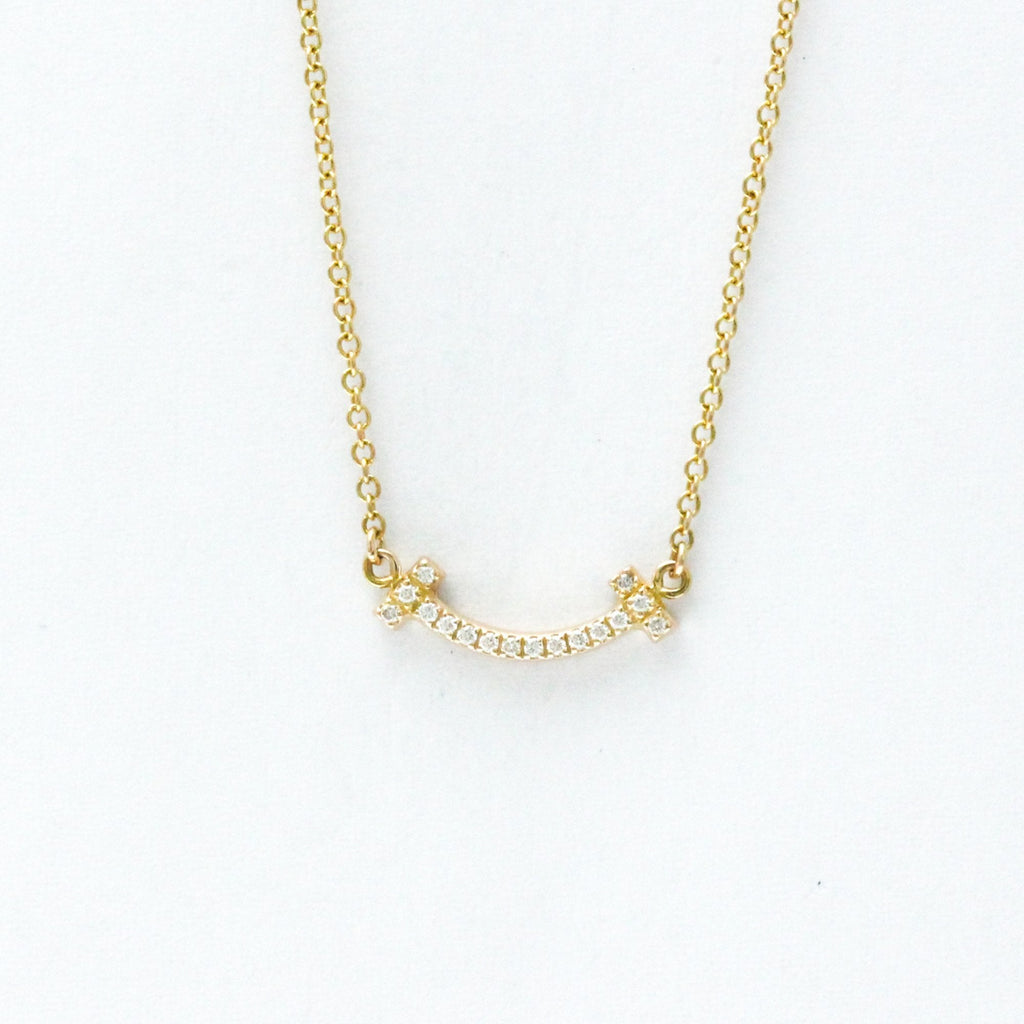 T Smile Mini Pendant Necklace 18K Rose Gold with Diamonds