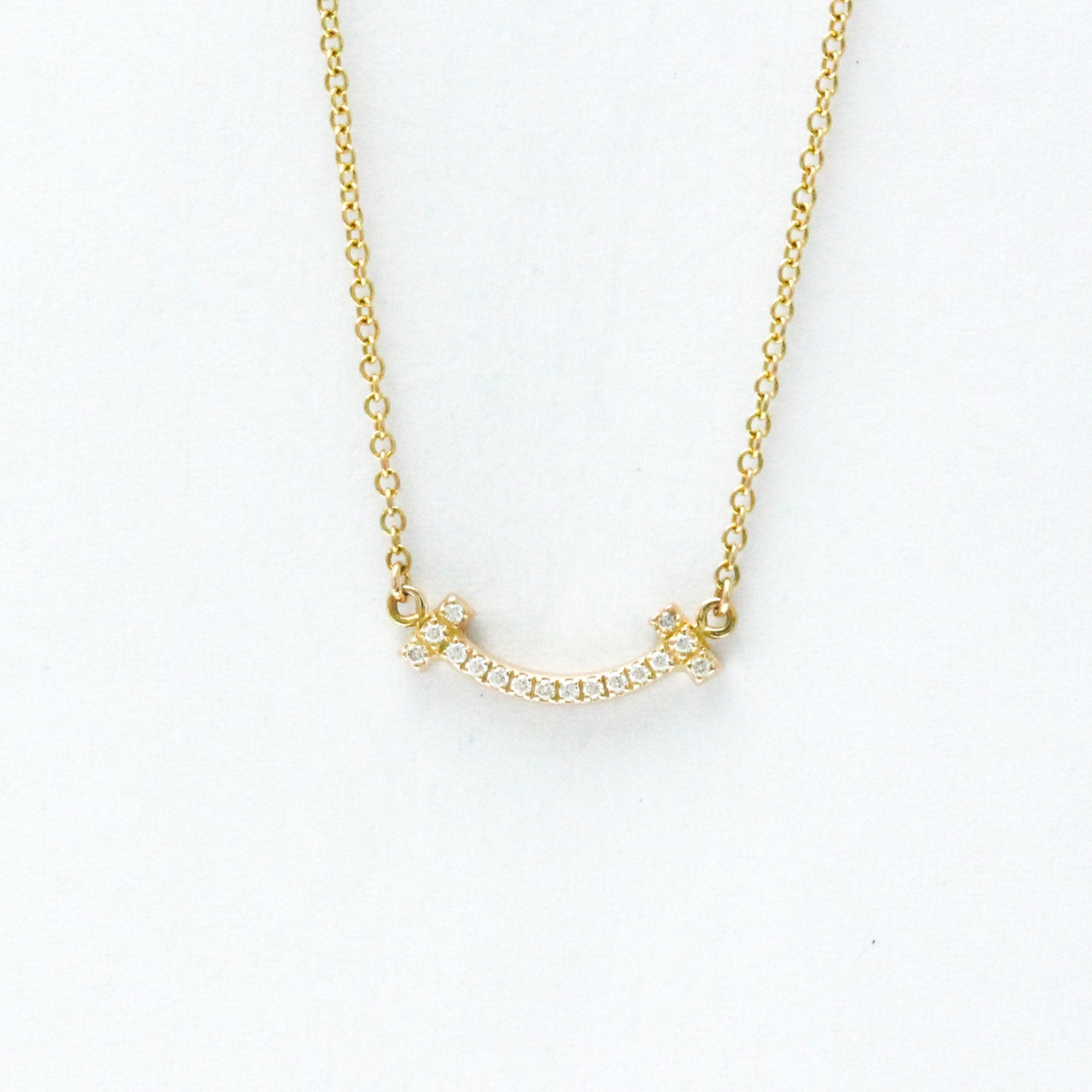 T Smile Mini Pendant Necklace 18K Rose Gold with Diamonds